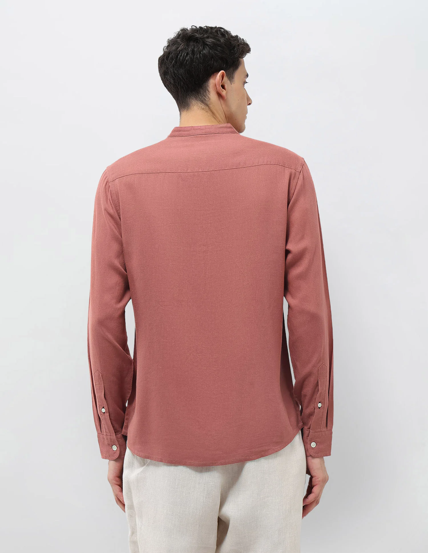 Mandarin Solid Regular Fit Shirt - Image 5