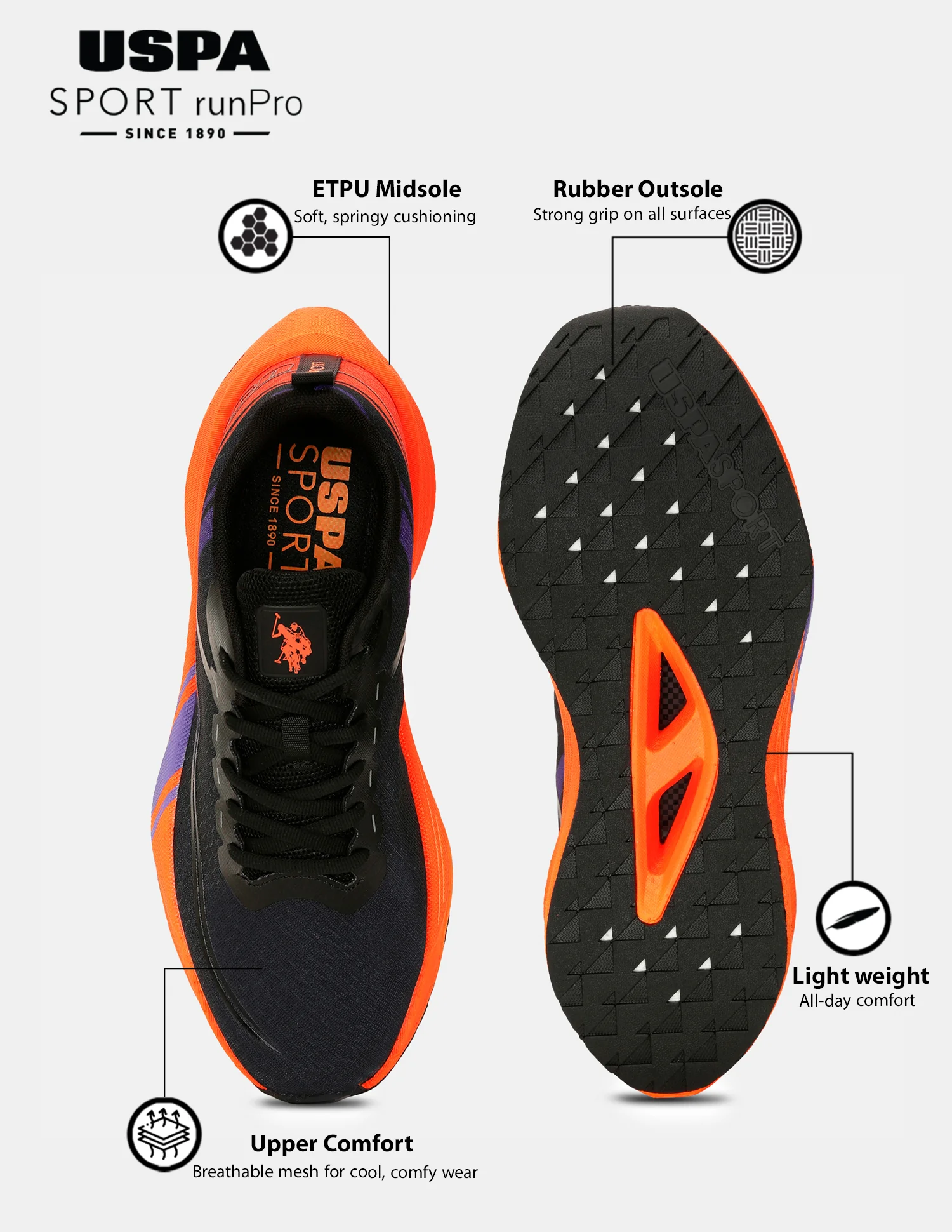 Men Erwin USPA Sport Runpro Running Shoes - Image 3