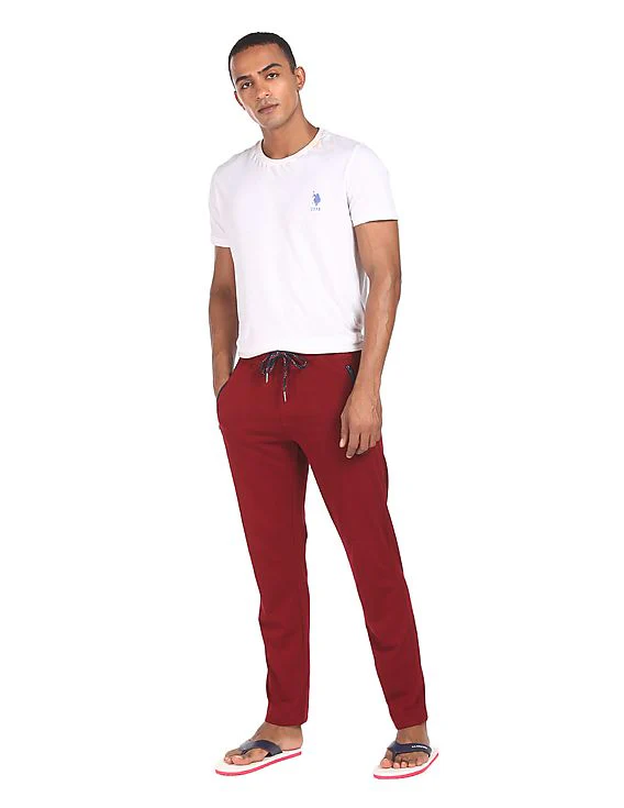 Men Maroon I671 Comfort Fit Solid Cotton Polyester Lounge Pants - Pack Of 1 - Image 2