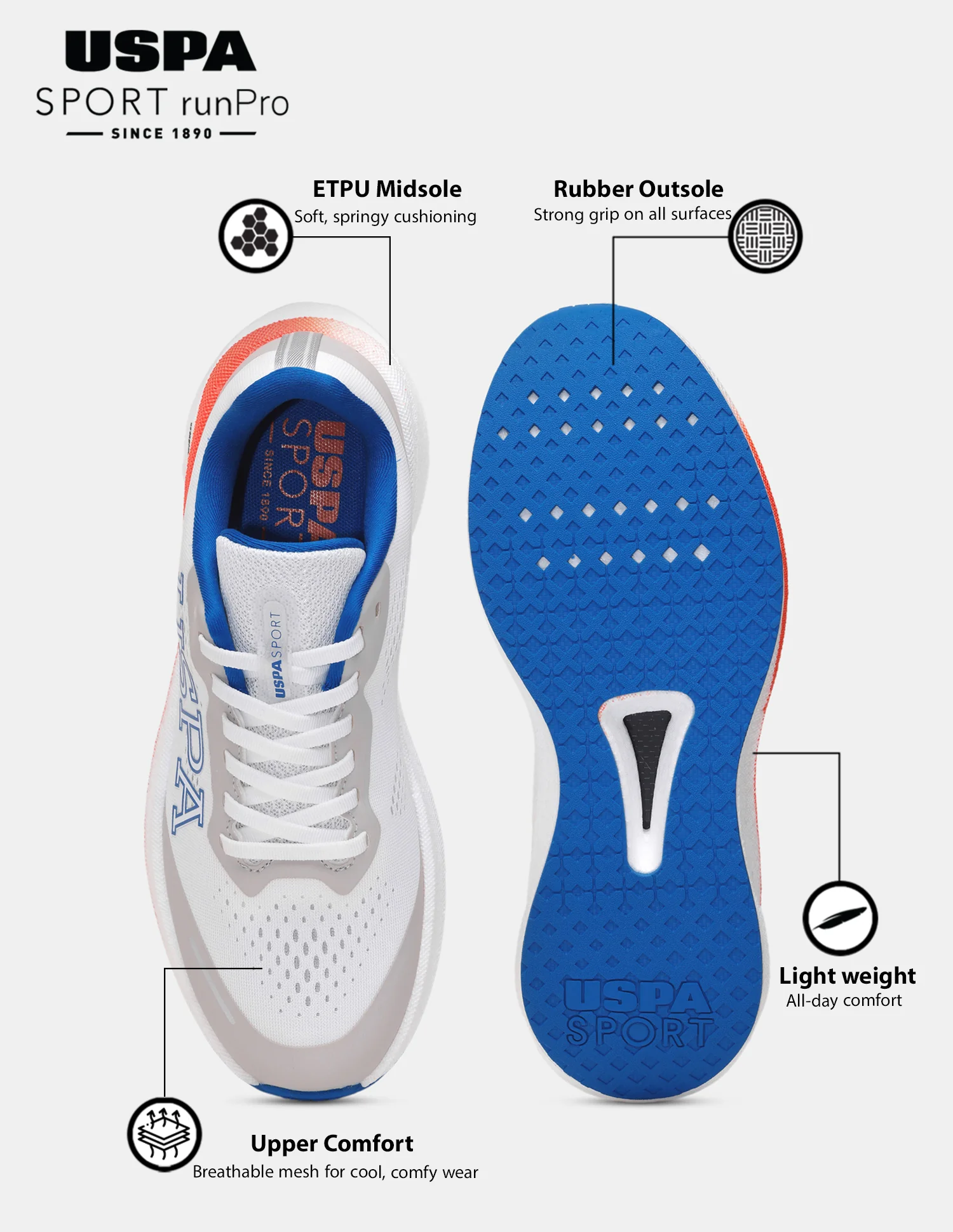 Men Rainer USPA Sport Runpro Running Shoes - Image 3