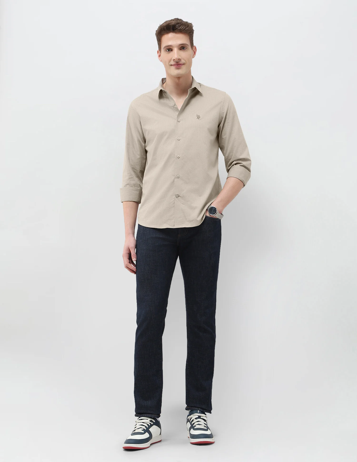 Micro Checked Black & Gold Regular Fit Shirt - Image 3