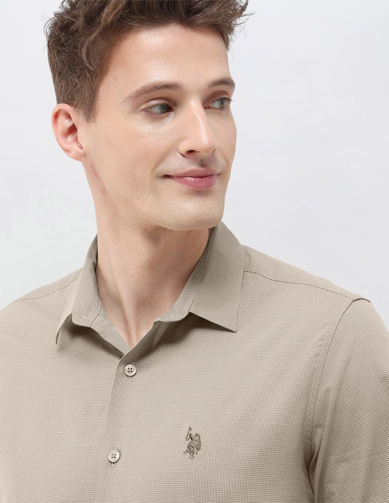 Micro Checked Black & Gold Regular Fit Shirt - Image 7