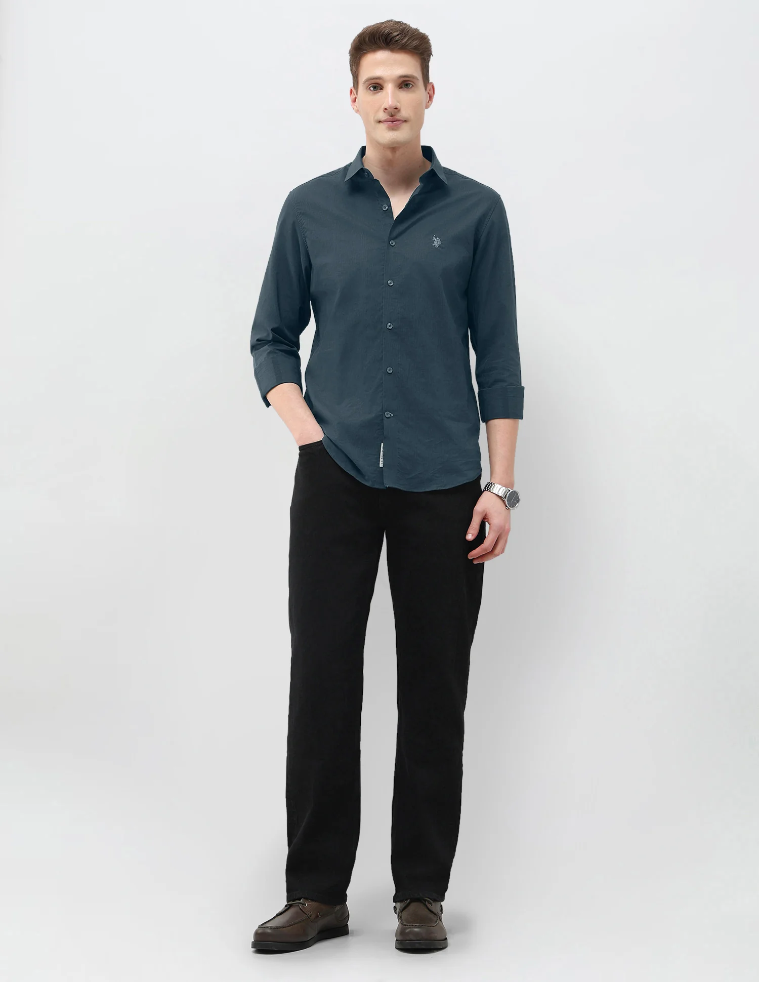 Micro Checked Black & Gold Shirt - Image 3