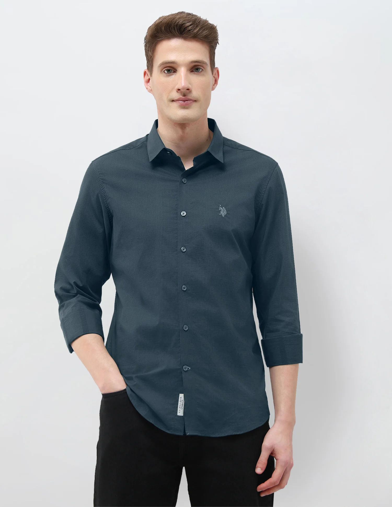 Micro Checked Black & Gold Shirt - Image 6