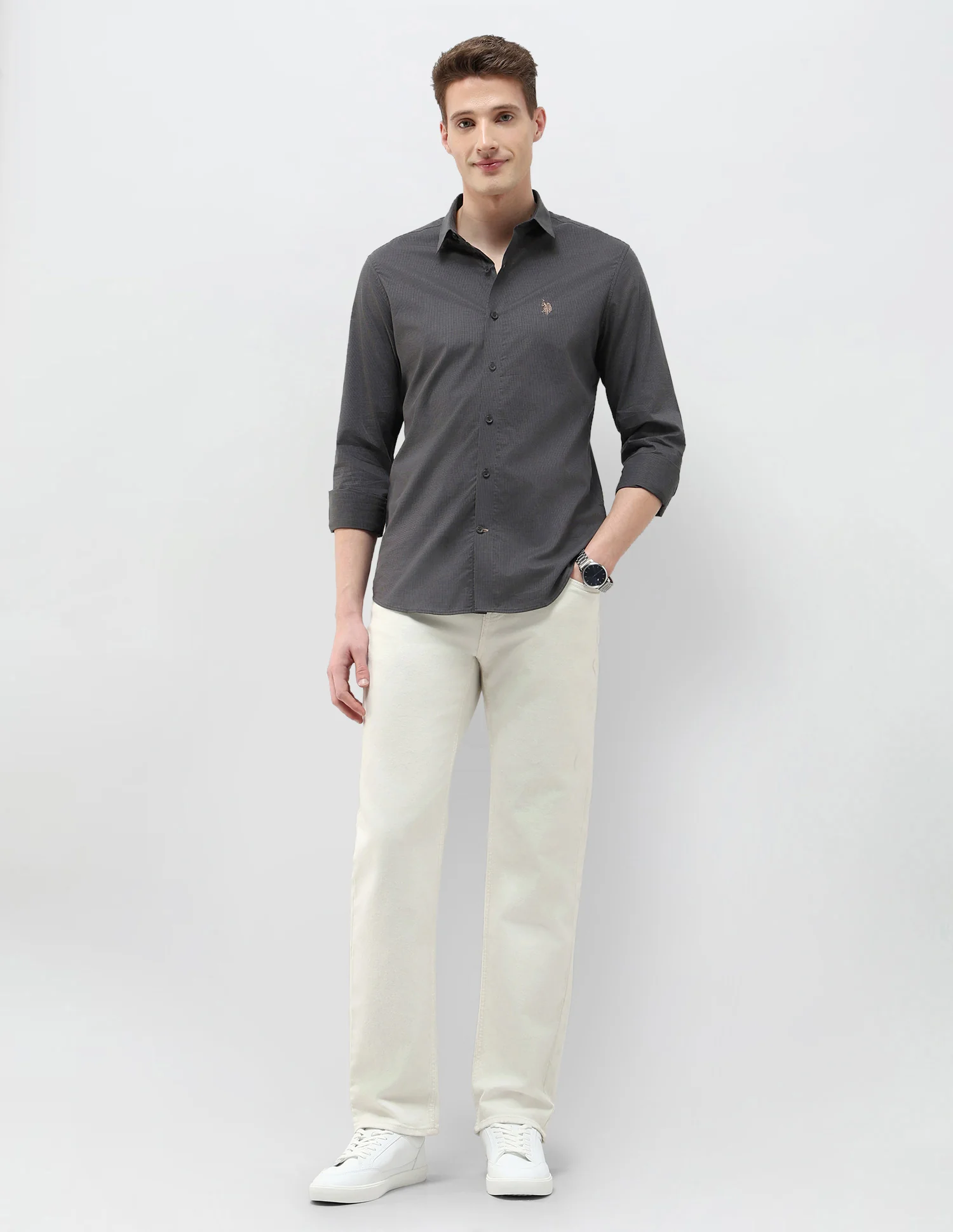 Micro Checked Black & Gold Shirt - Image 3