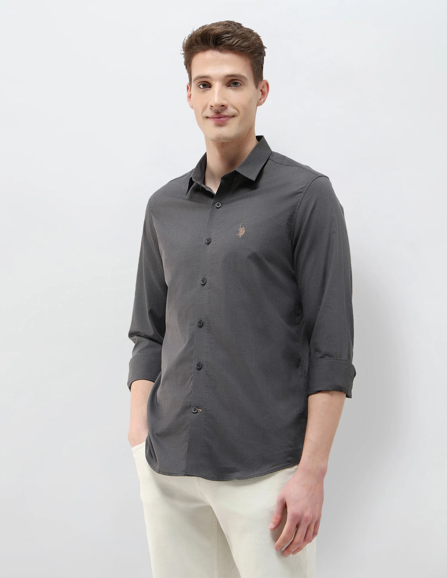 Micro Checked Black & Gold Shirt - Image 4