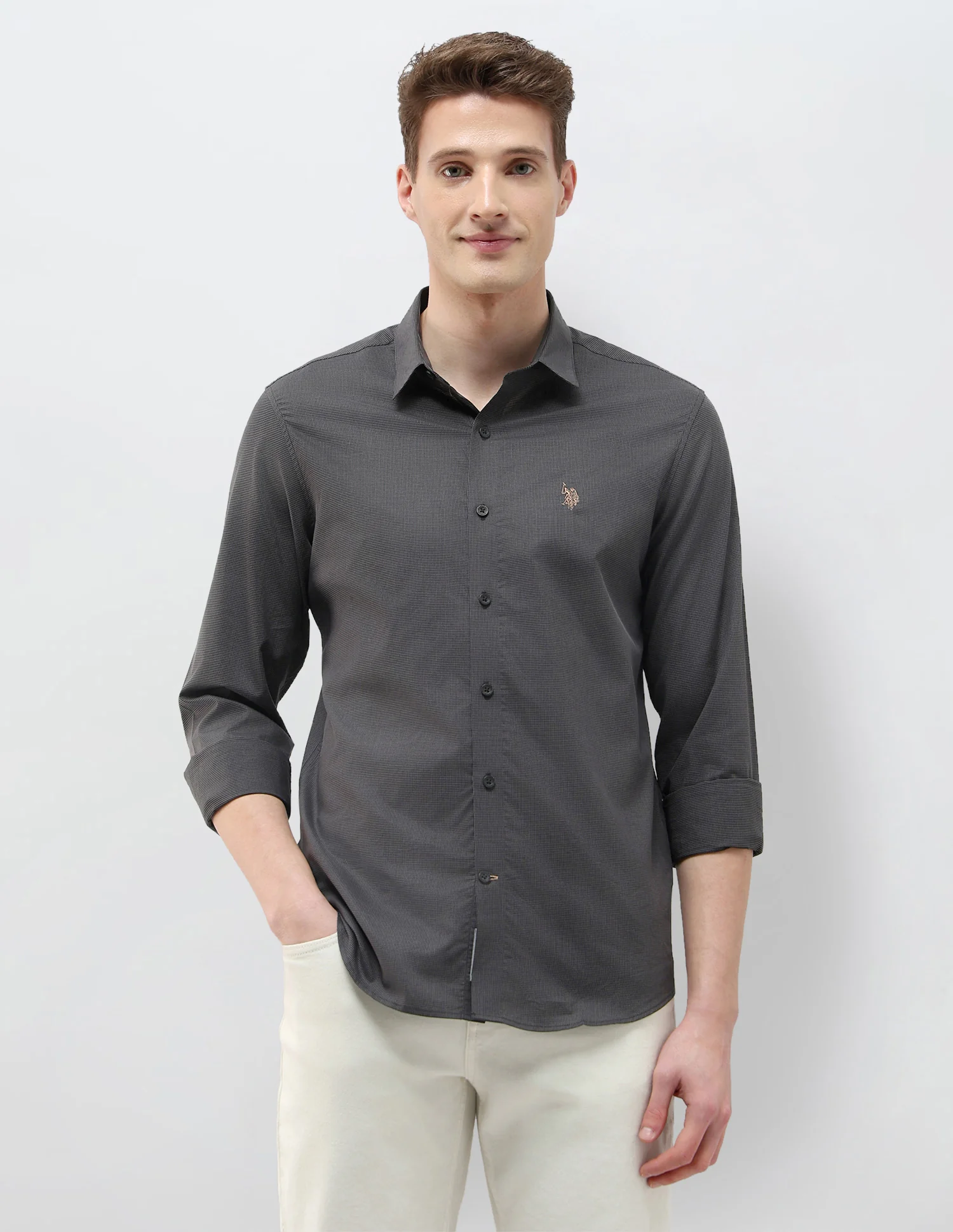 Micro Checked Black & Gold Shirt - Image 6