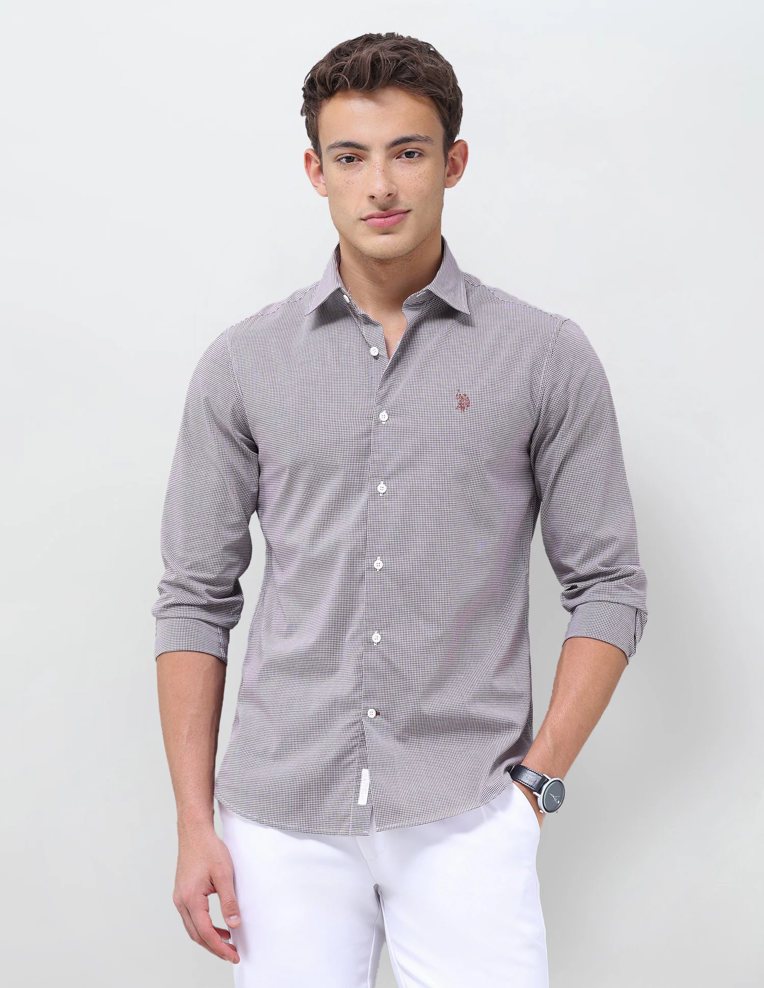 Micro Checked Regular Fit Shirt