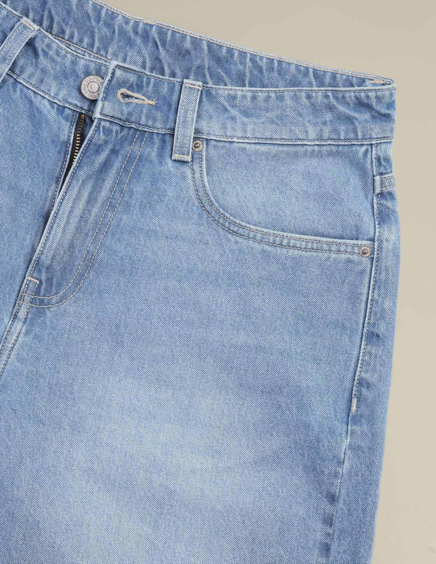 Mid Rise Solid Denim Shorts - Image 2