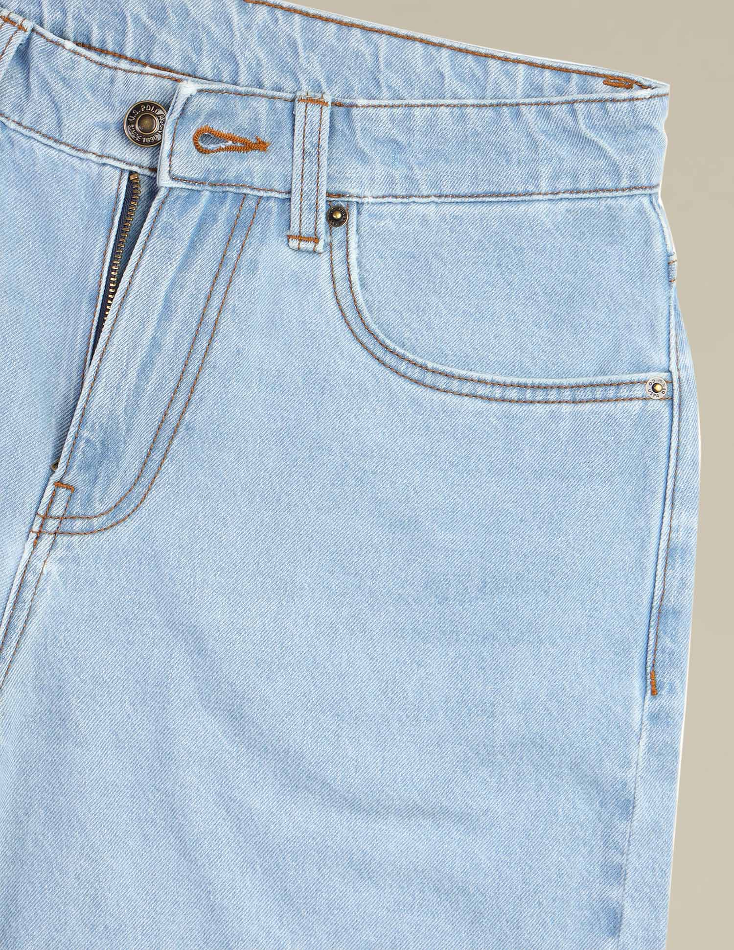 Mid Rise Solid Denim Shorts - Image 2