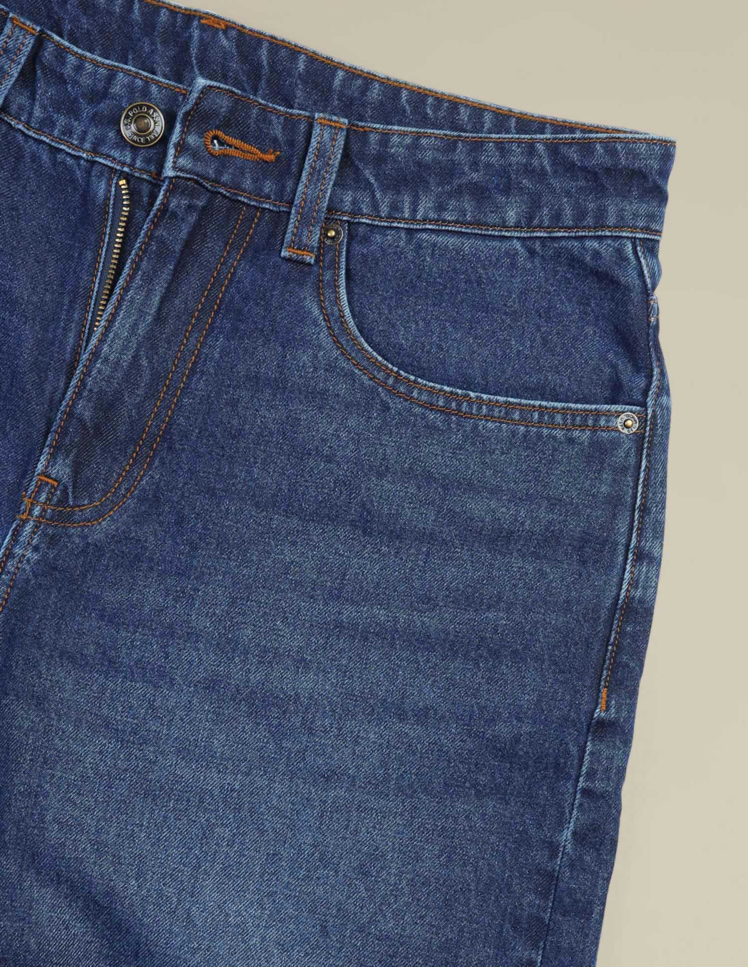 Mid Rise Solid Denim Shorts - Image 2