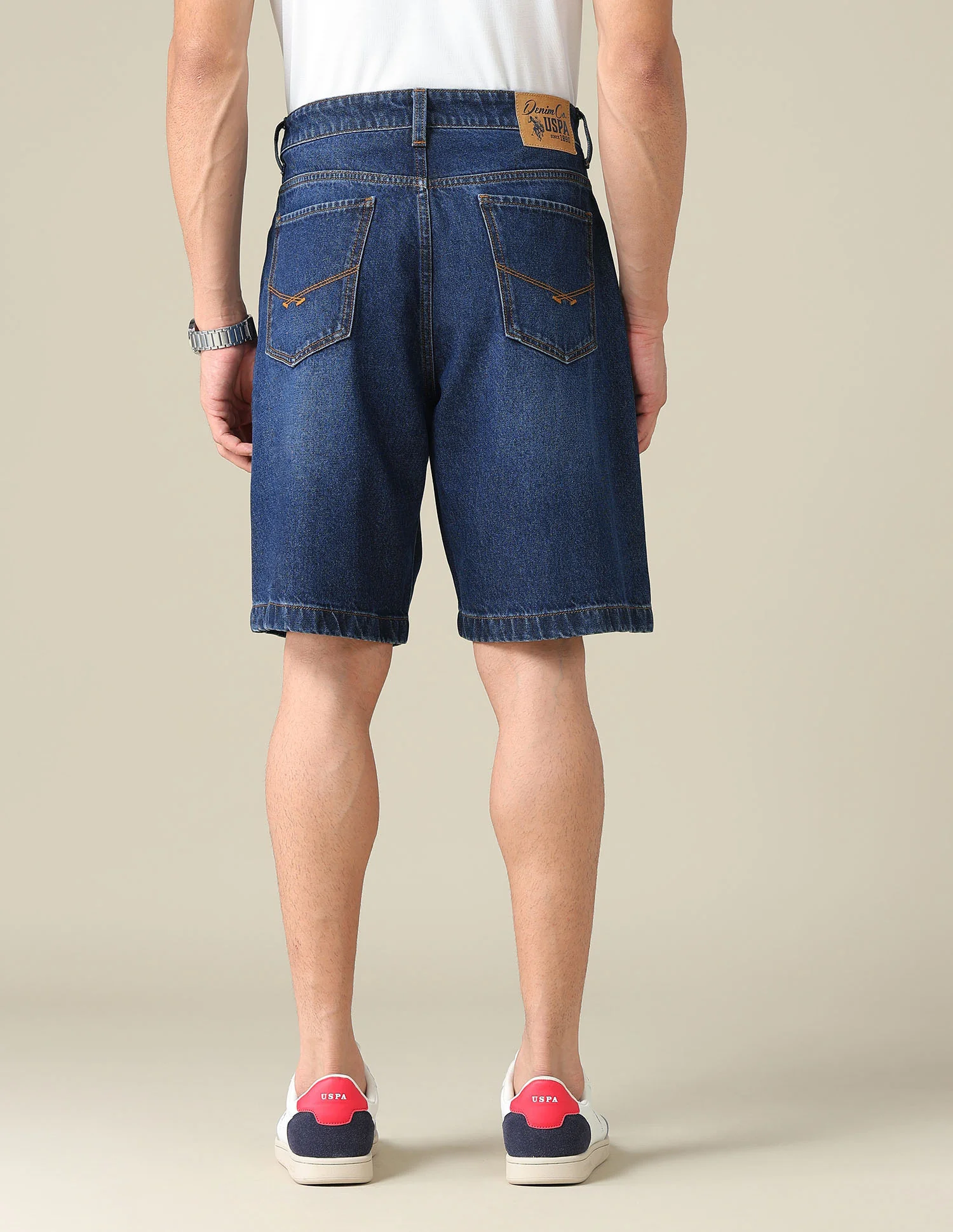 Mid Rise Solid Denim Shorts - Image 5