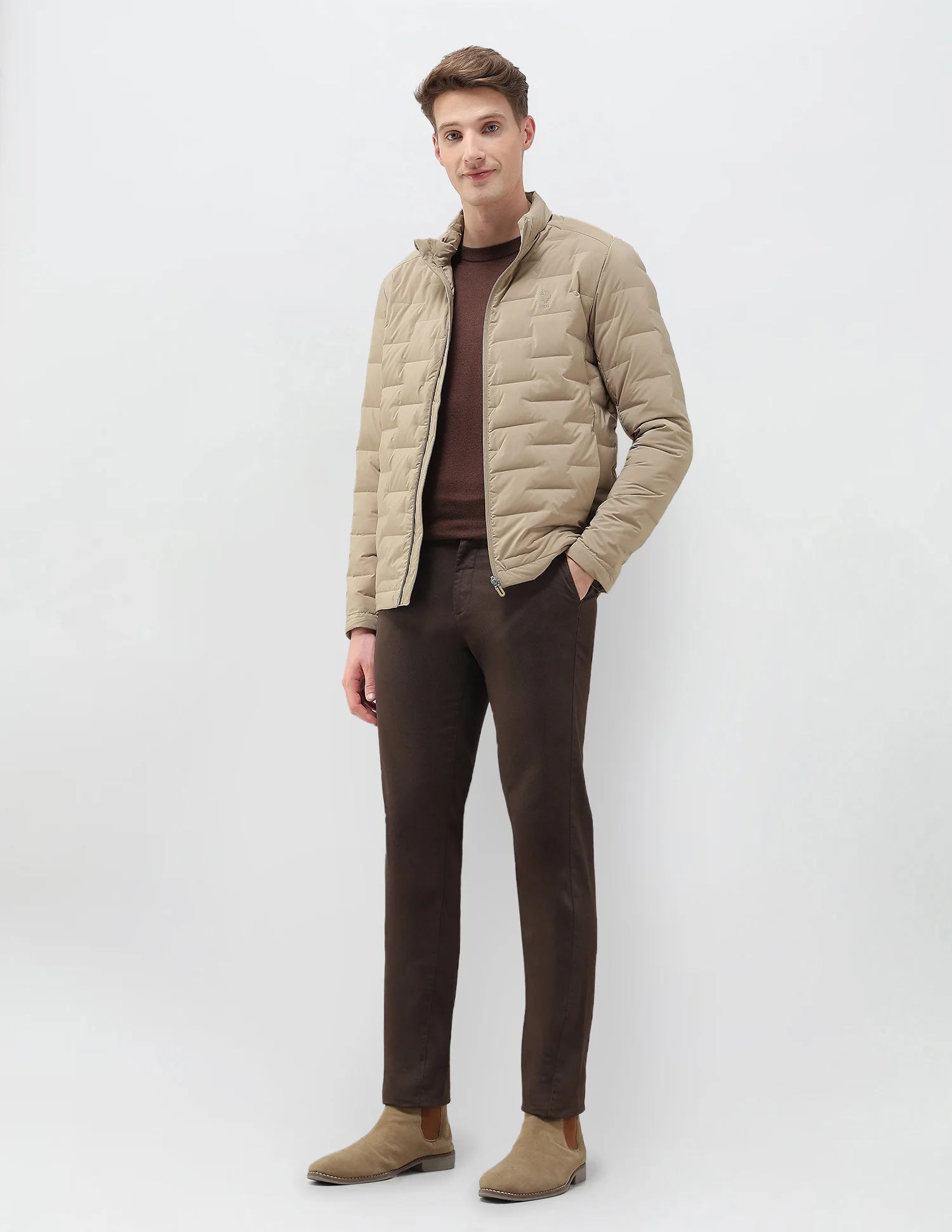 Mock Collar Regular Fit Smart Heat Jacket - Image 3