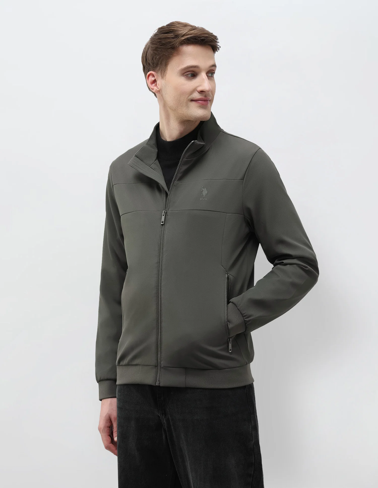 Mock Collar Solid Jacket - Image 4