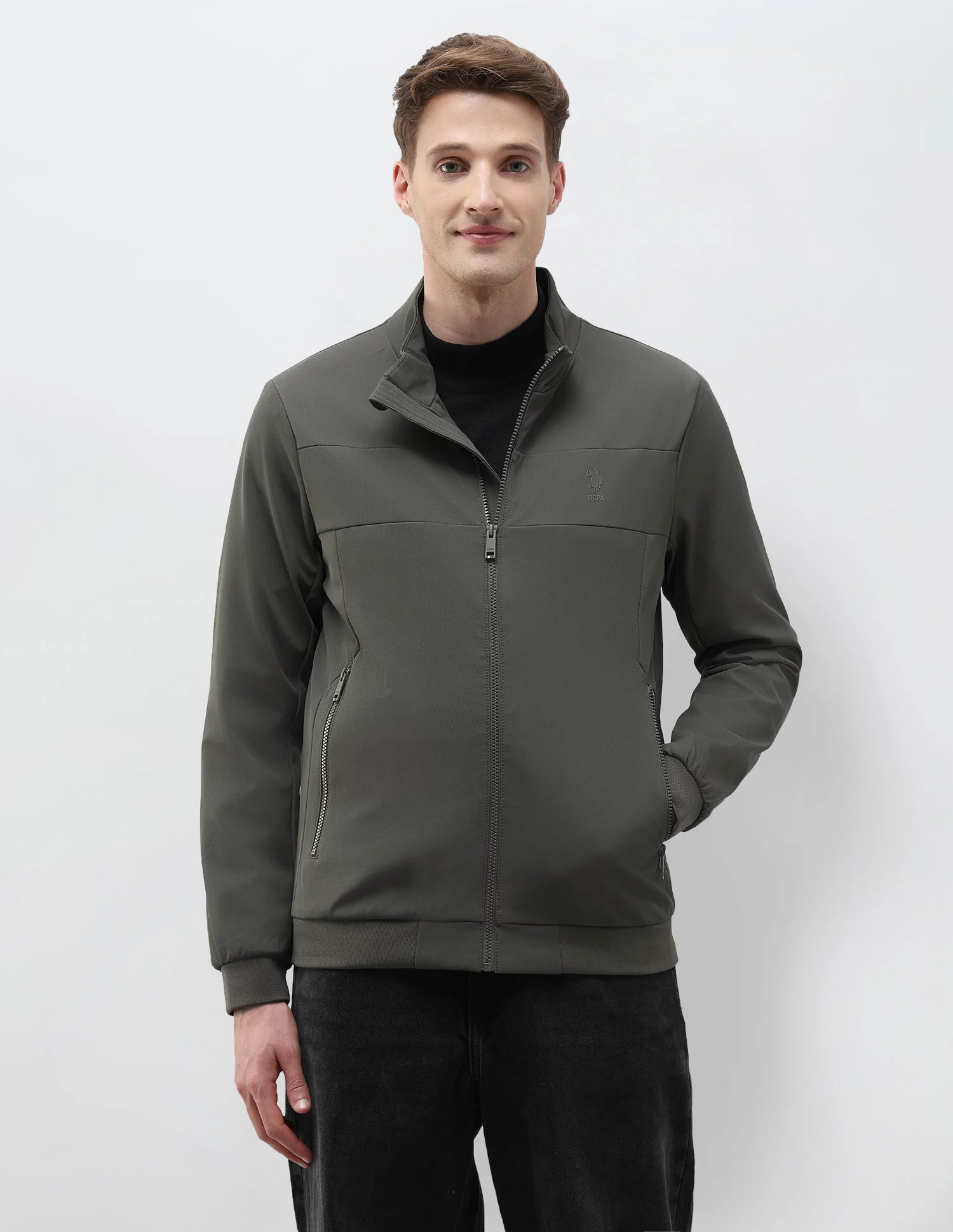 Mock Collar Solid Jacket - Image 6