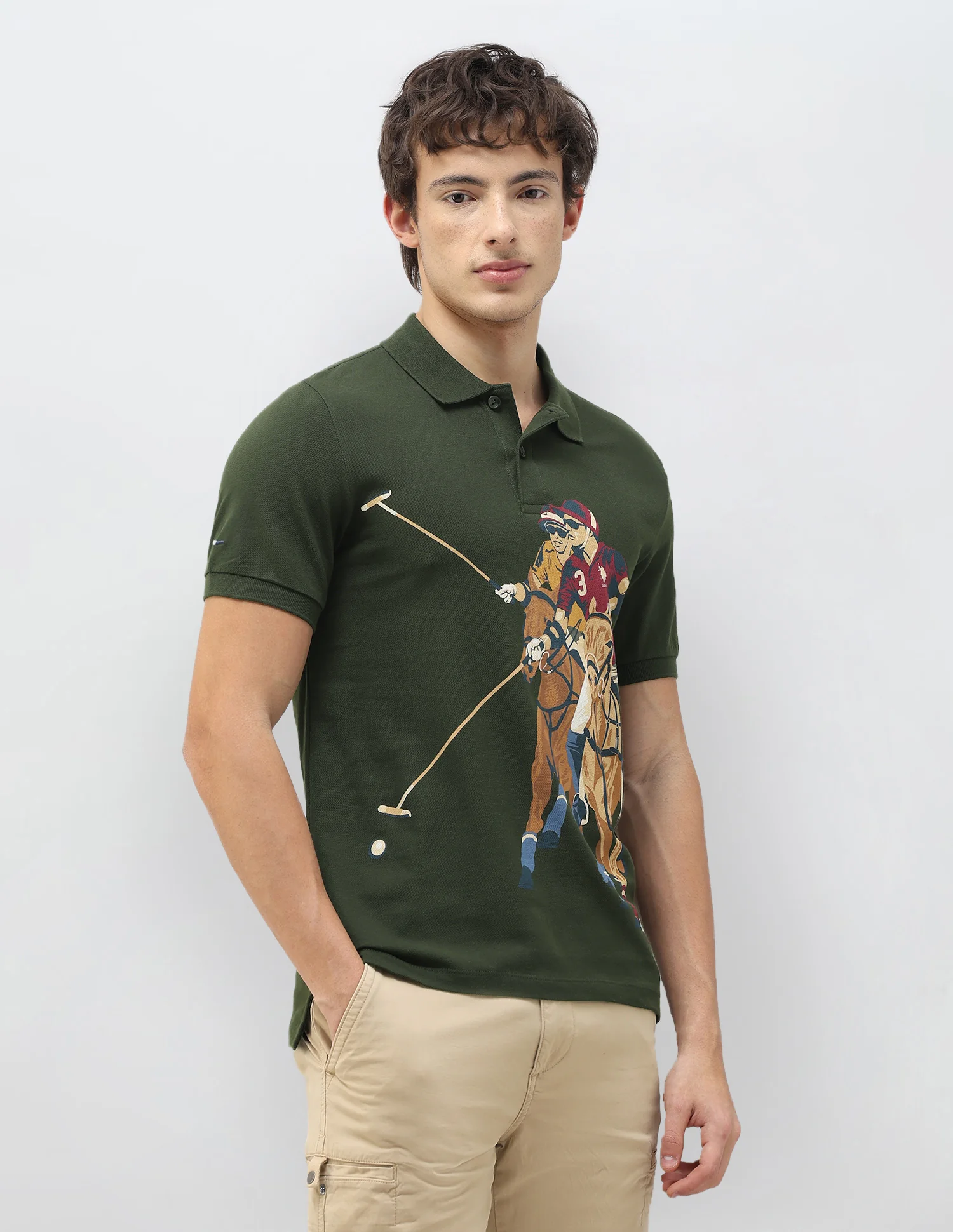 Motel On The Coast Graphic Brand Printed Polo Shirt - Image 4