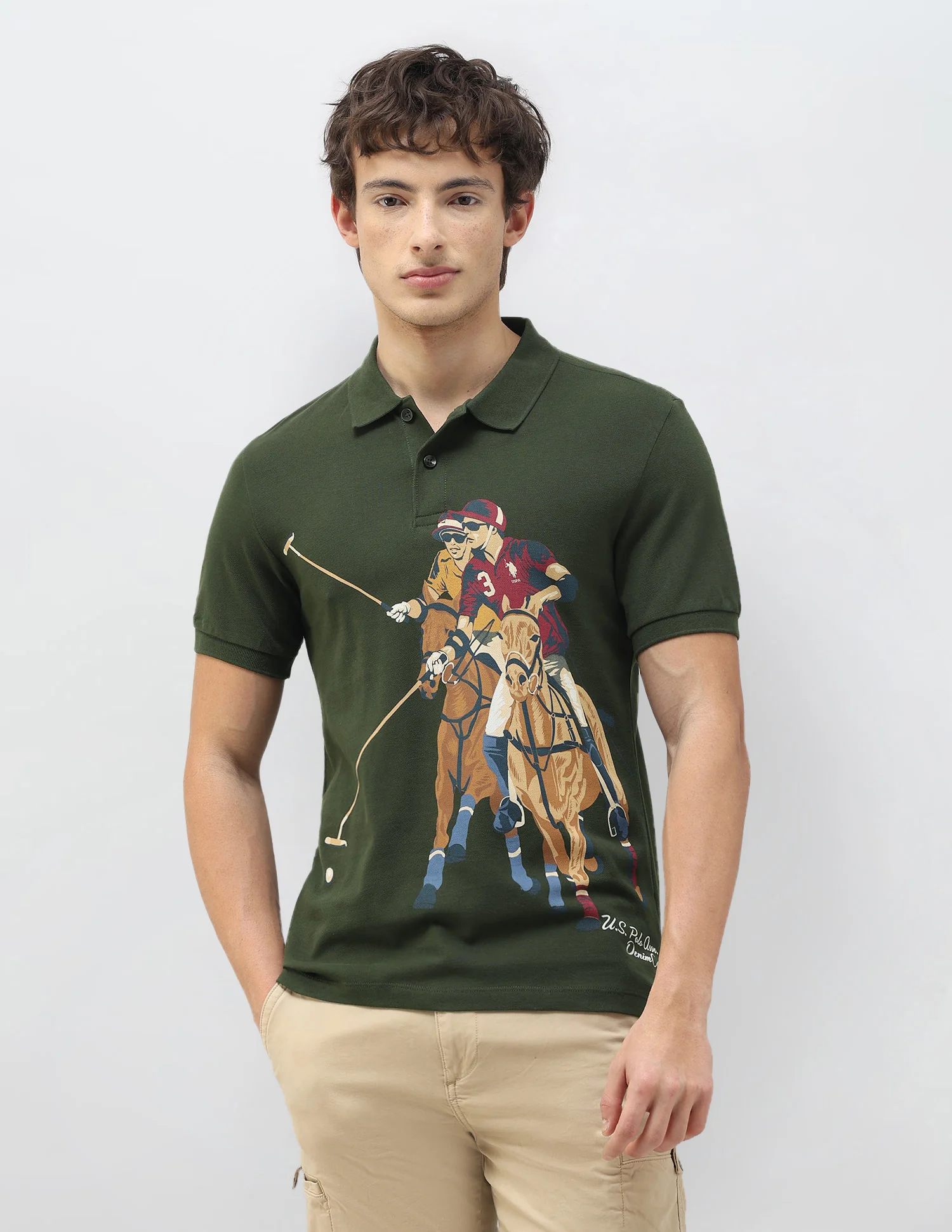 Motel On The Coast Graphic Brand Printed Polo Shirt - Image 6