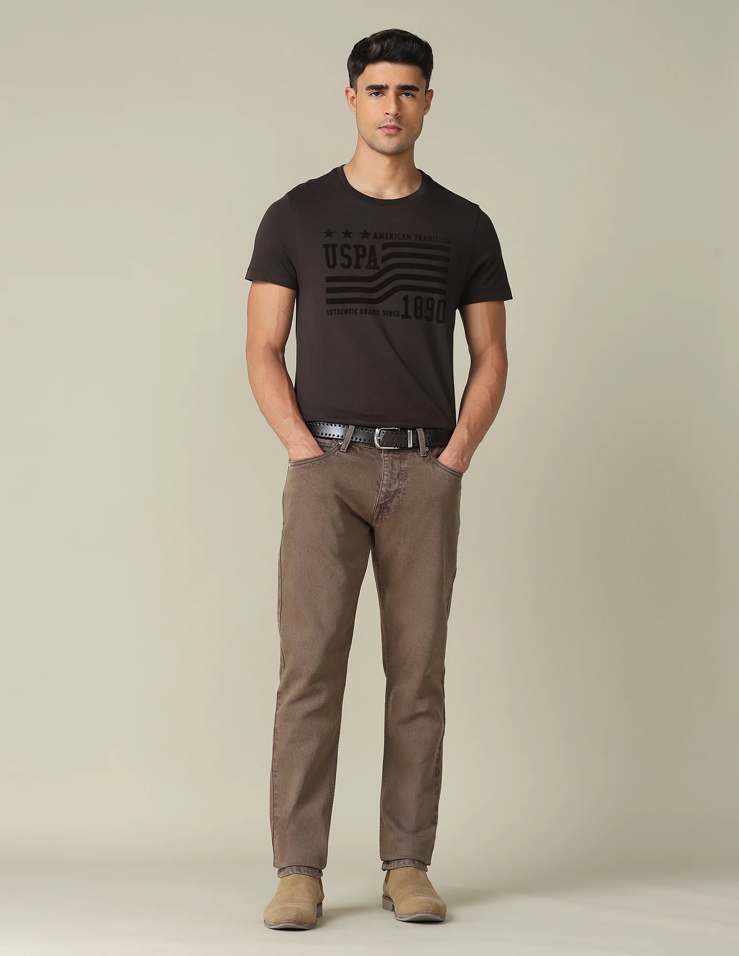 Muscle Fit Brand Embossed T- Shirt - Image 3