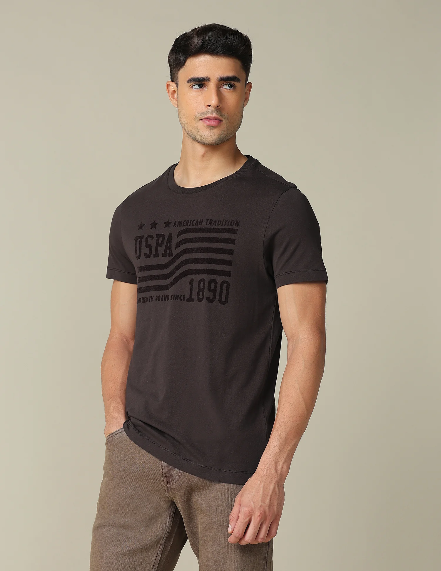 Muscle Fit Brand Embossed T- Shirt - Image 4