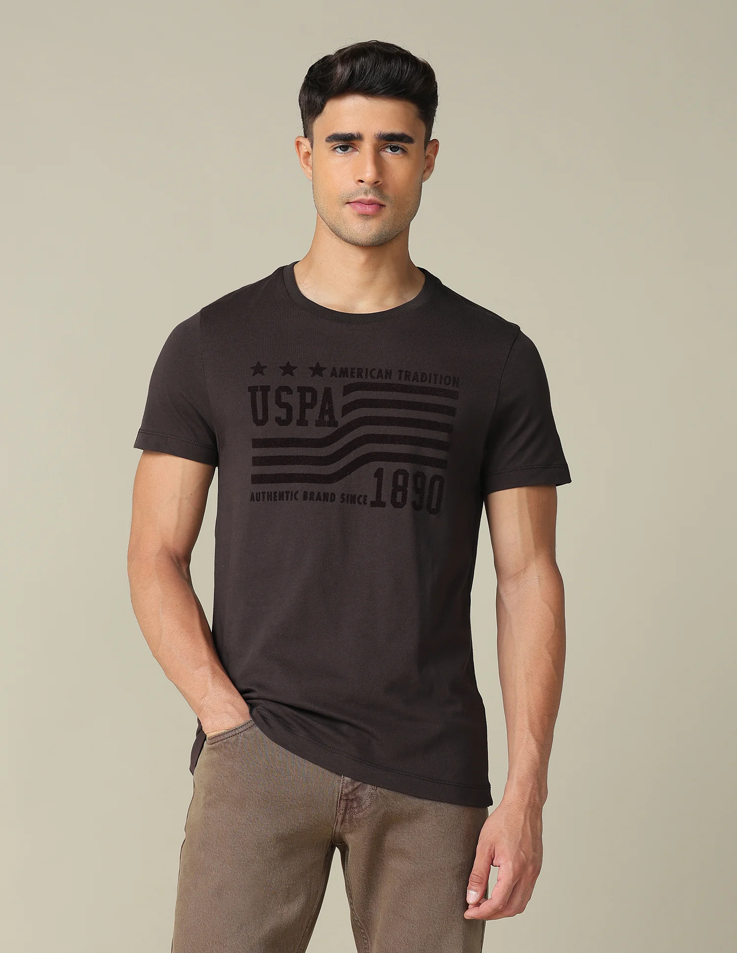 Muscle Fit Brand Embossed T- Shirt - Image 6