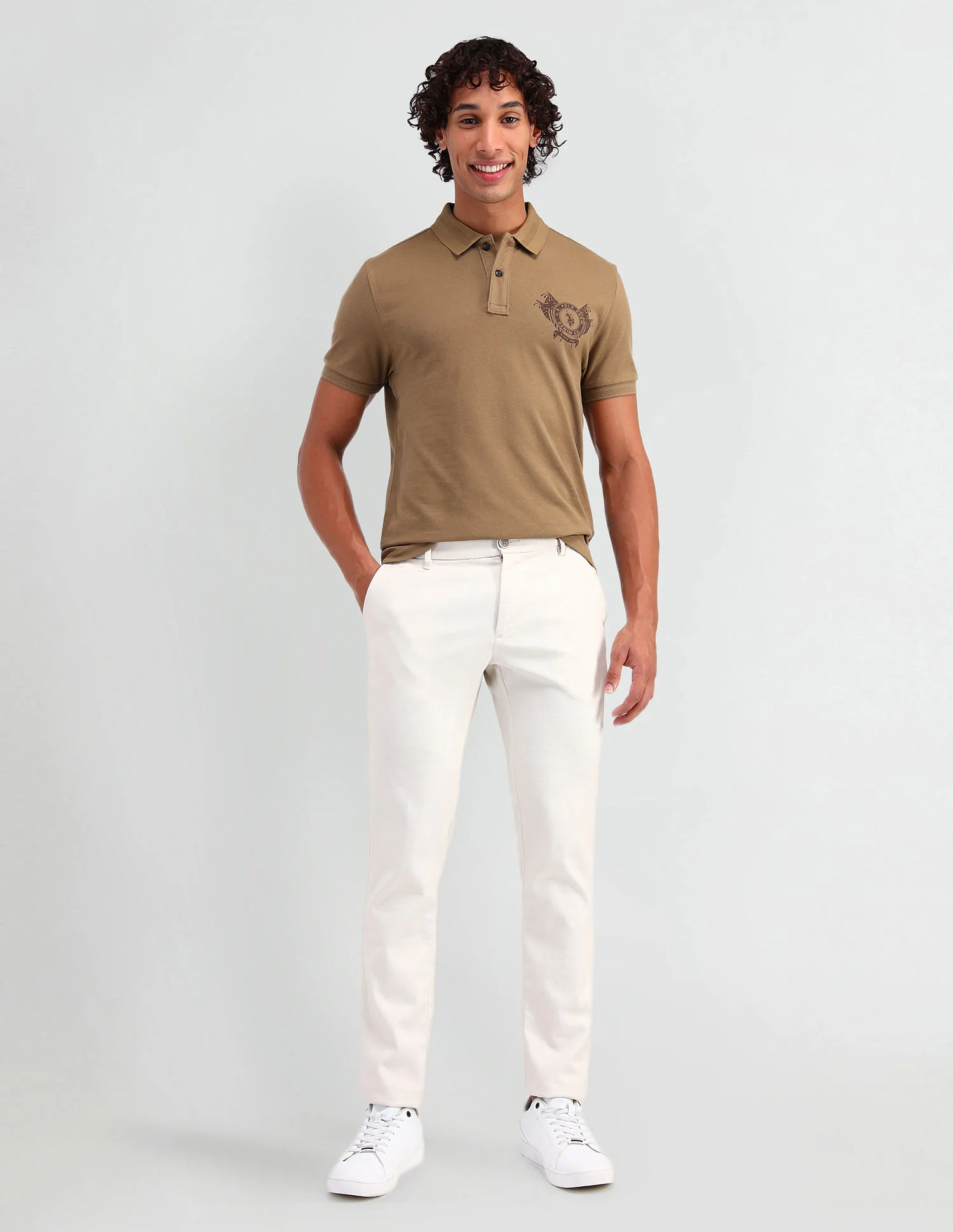 Muscle Fit Brand Print Polo Shirt - Image 3