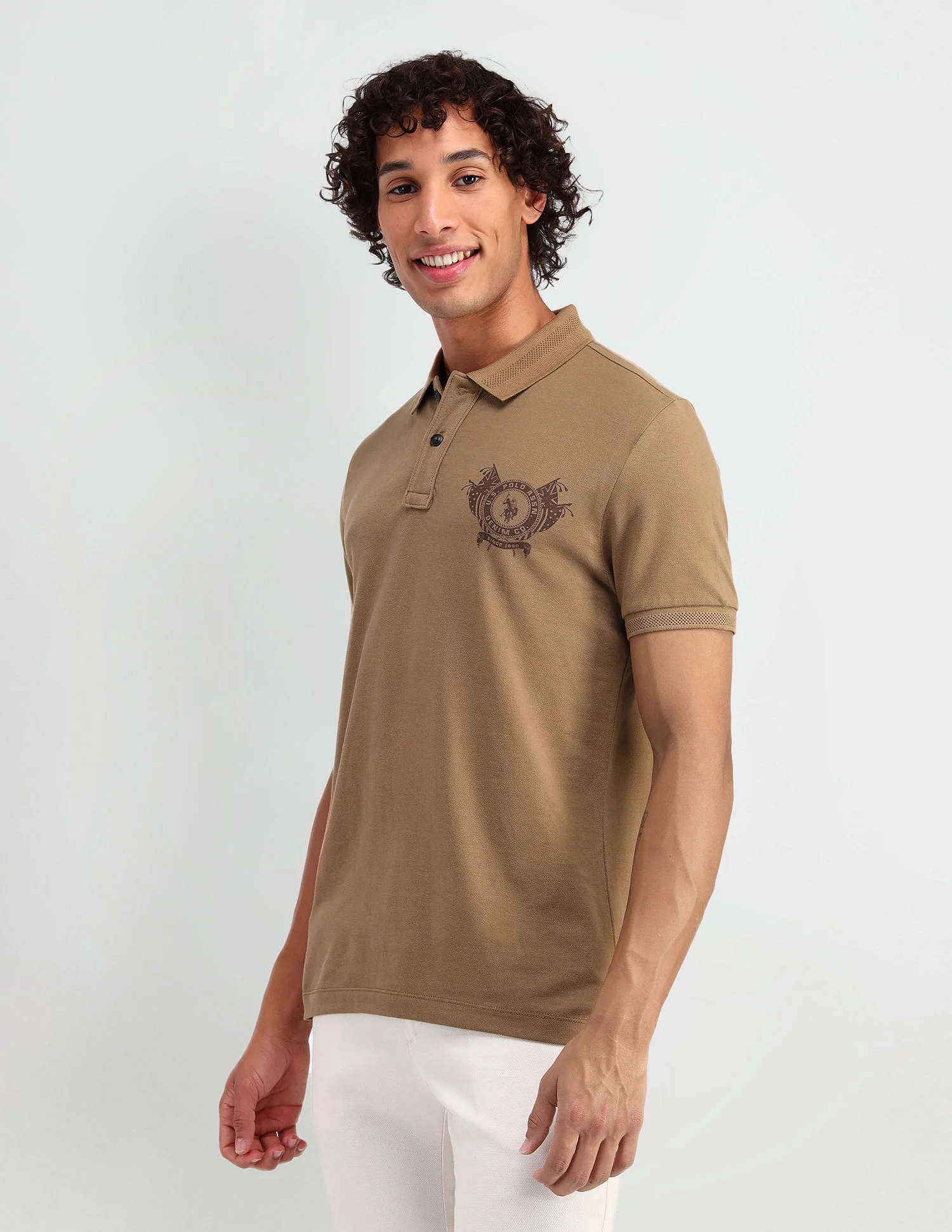 Muscle Fit Brand Print Polo Shirt - Image 4