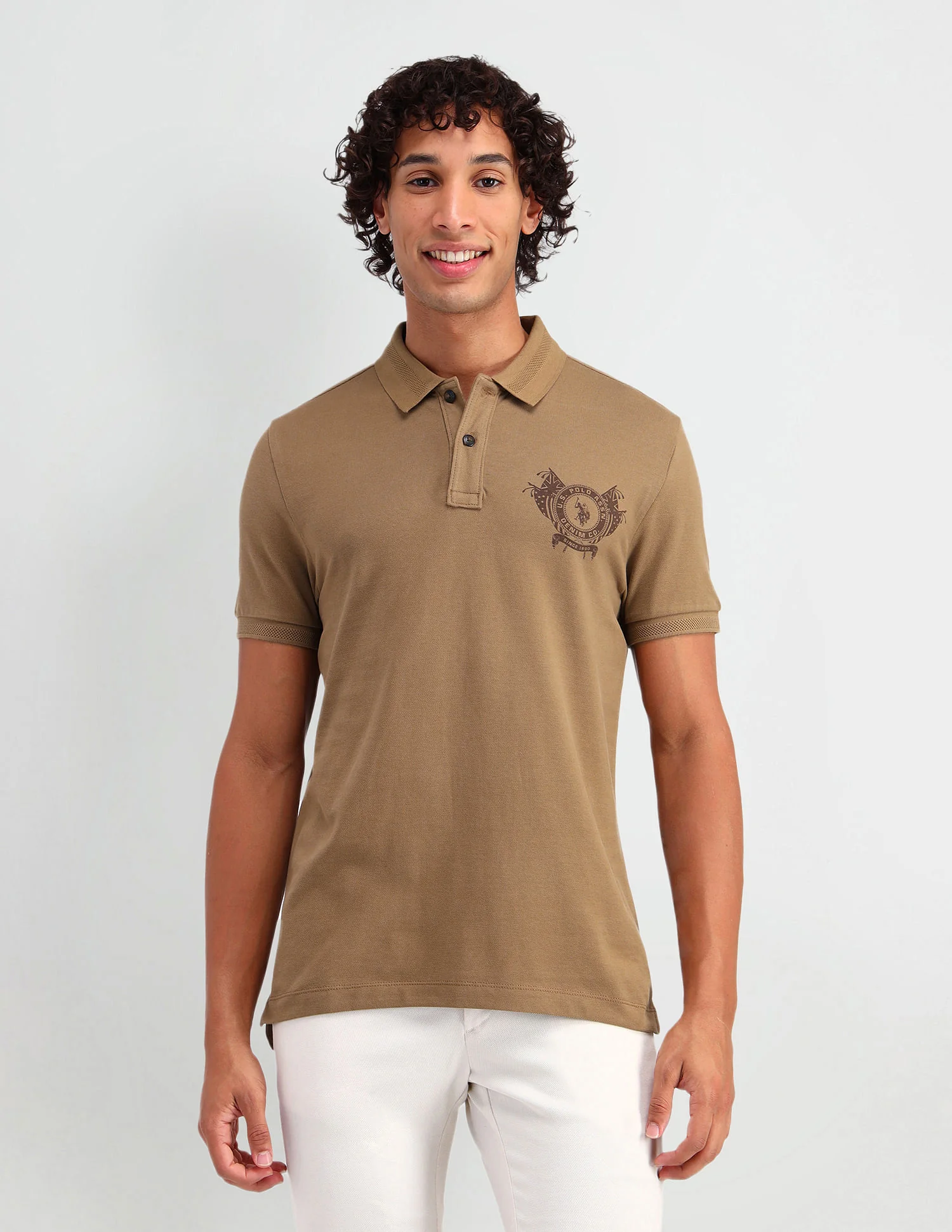 Muscle Fit Brand Print Polo Shirt - Image 6