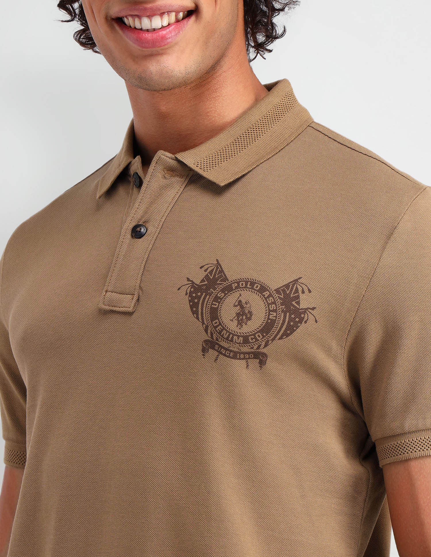 Muscle Fit Brand Print Polo Shirt - Image 7