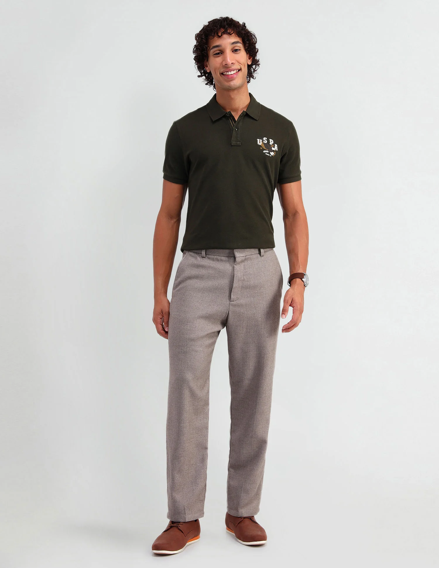 Muscle Fit Brand Print Polo Shirt - Image 3