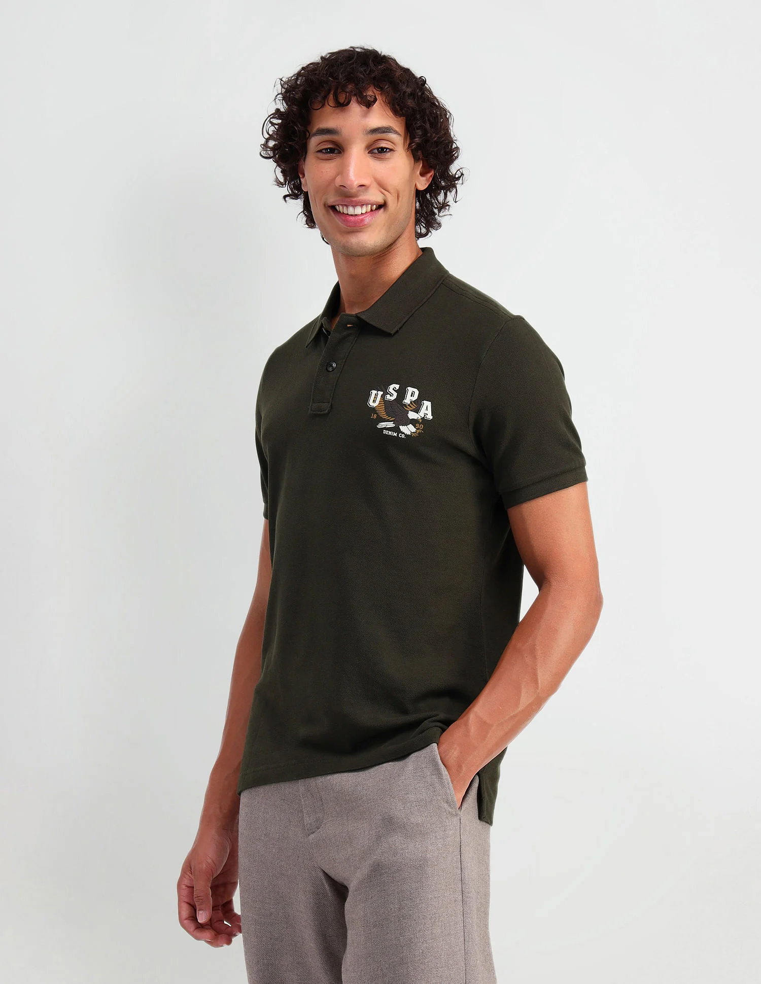 Muscle Fit Brand Print Polo Shirt - Image 4