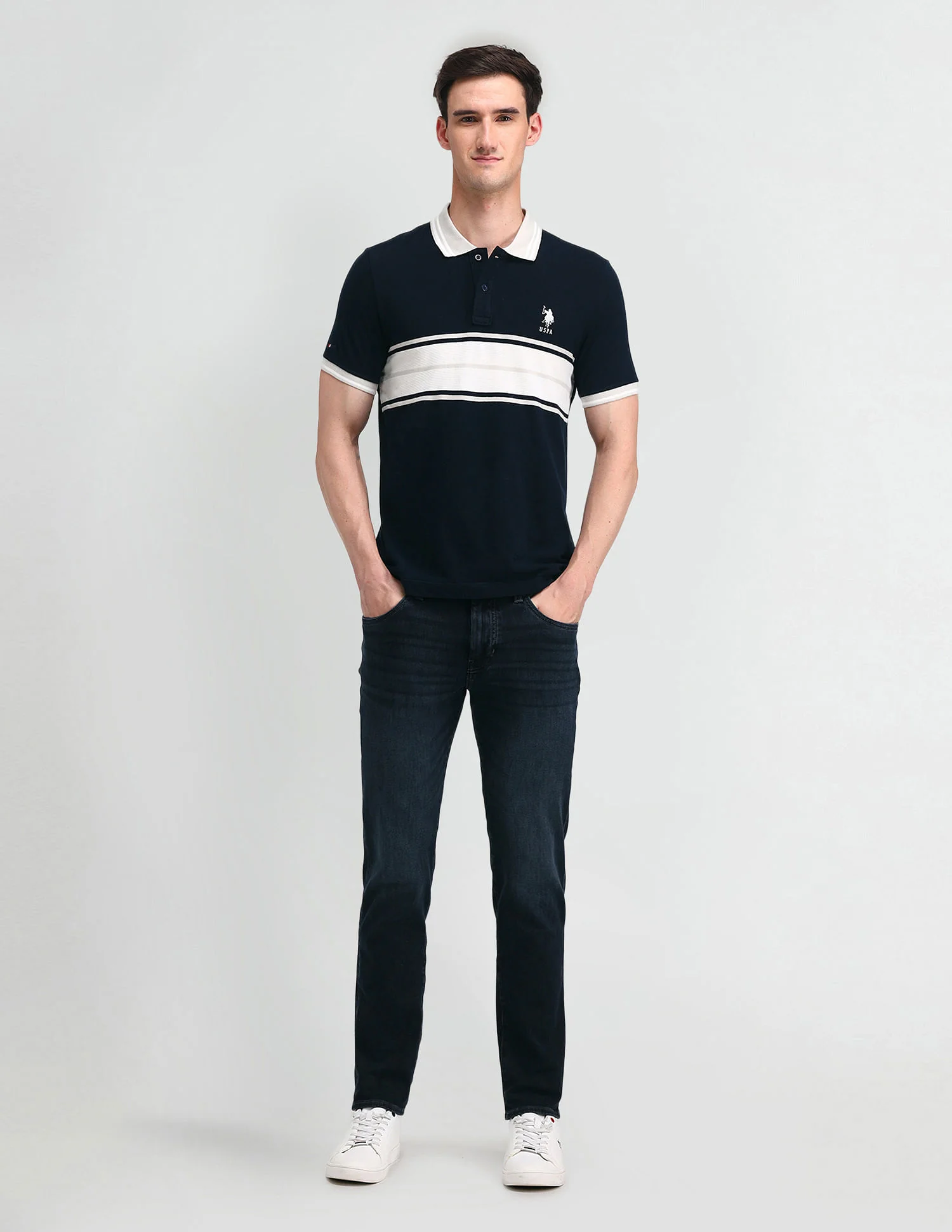 Muscle Fit Colour Block Polo Shirt - Image 3