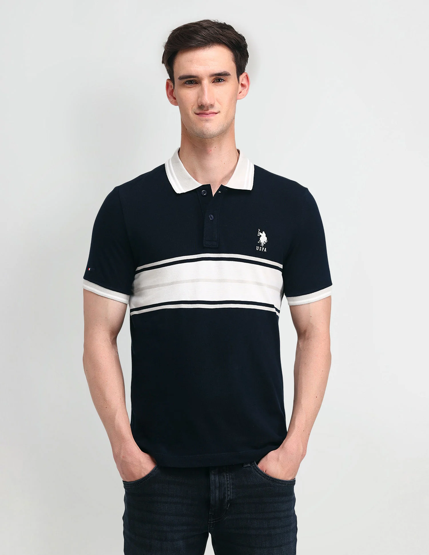 Muscle Fit Colour Block Polo Shirt - Image 4
