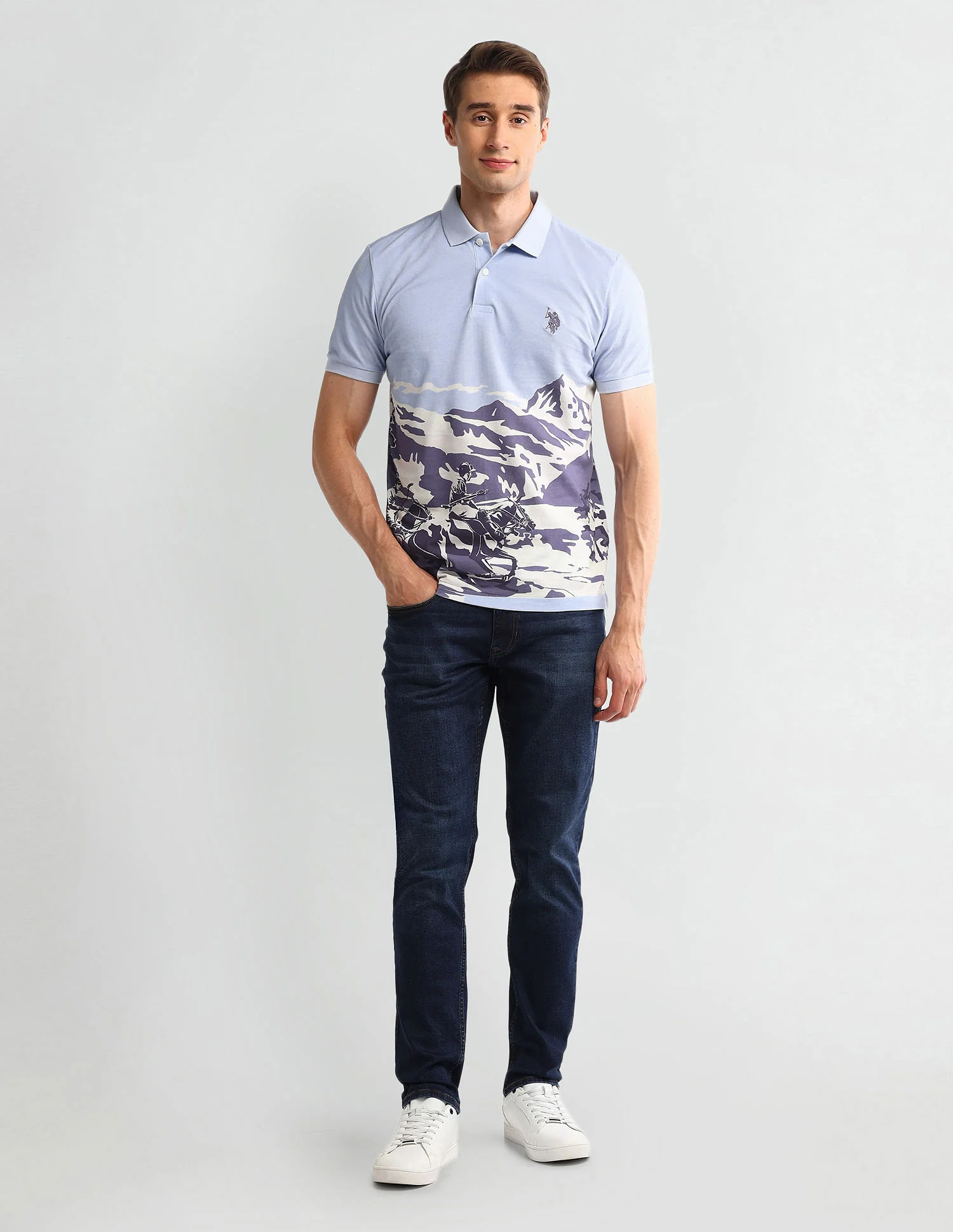 Muscle Fit Graphic Cotton Polo Shirt - Image 3