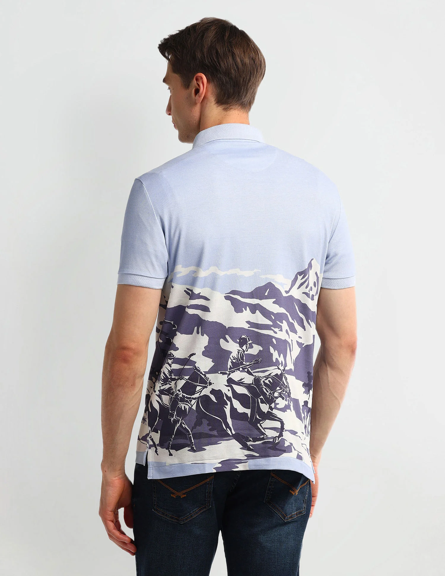 Muscle Fit Graphic Cotton Polo Shirt - Image 5
