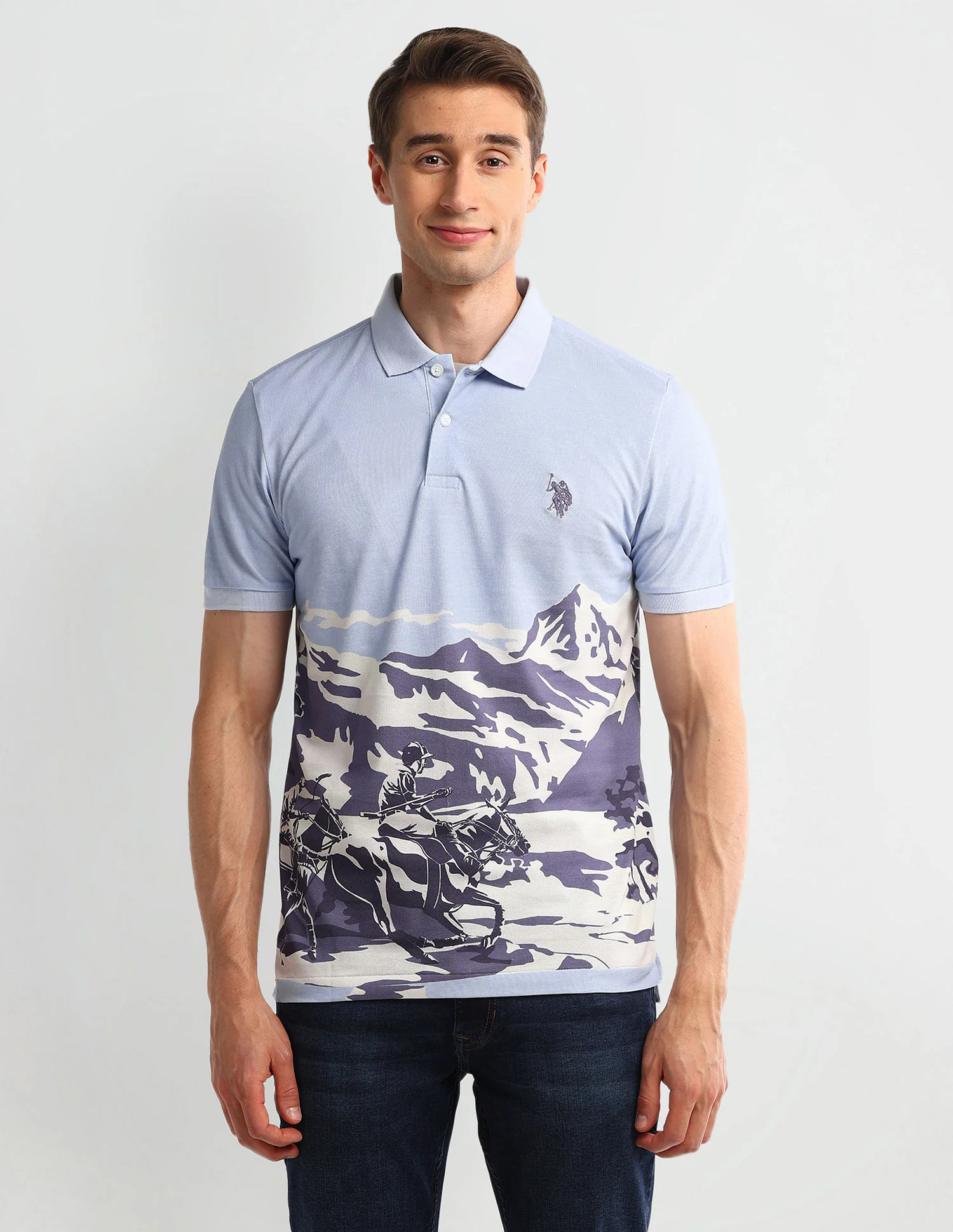 Muscle Fit Graphic Cotton Polo Shirt - Image 6