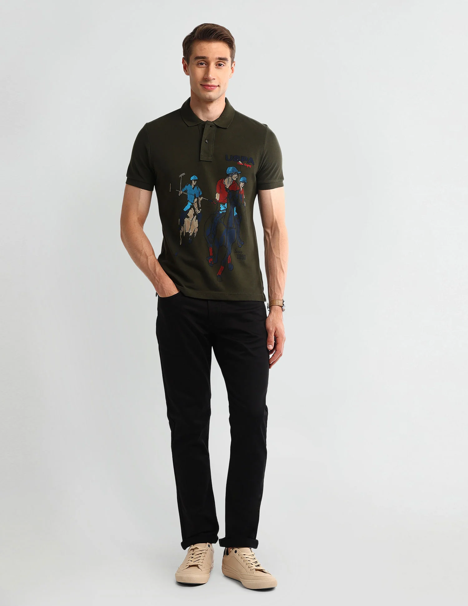 Muscle Fit Graphic Polo Shirt - Image 3