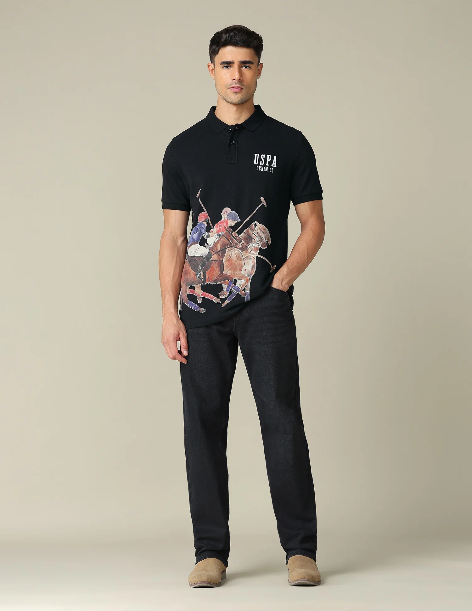 Muscle Fit Graphic Printed Polo Shirt - Image 3