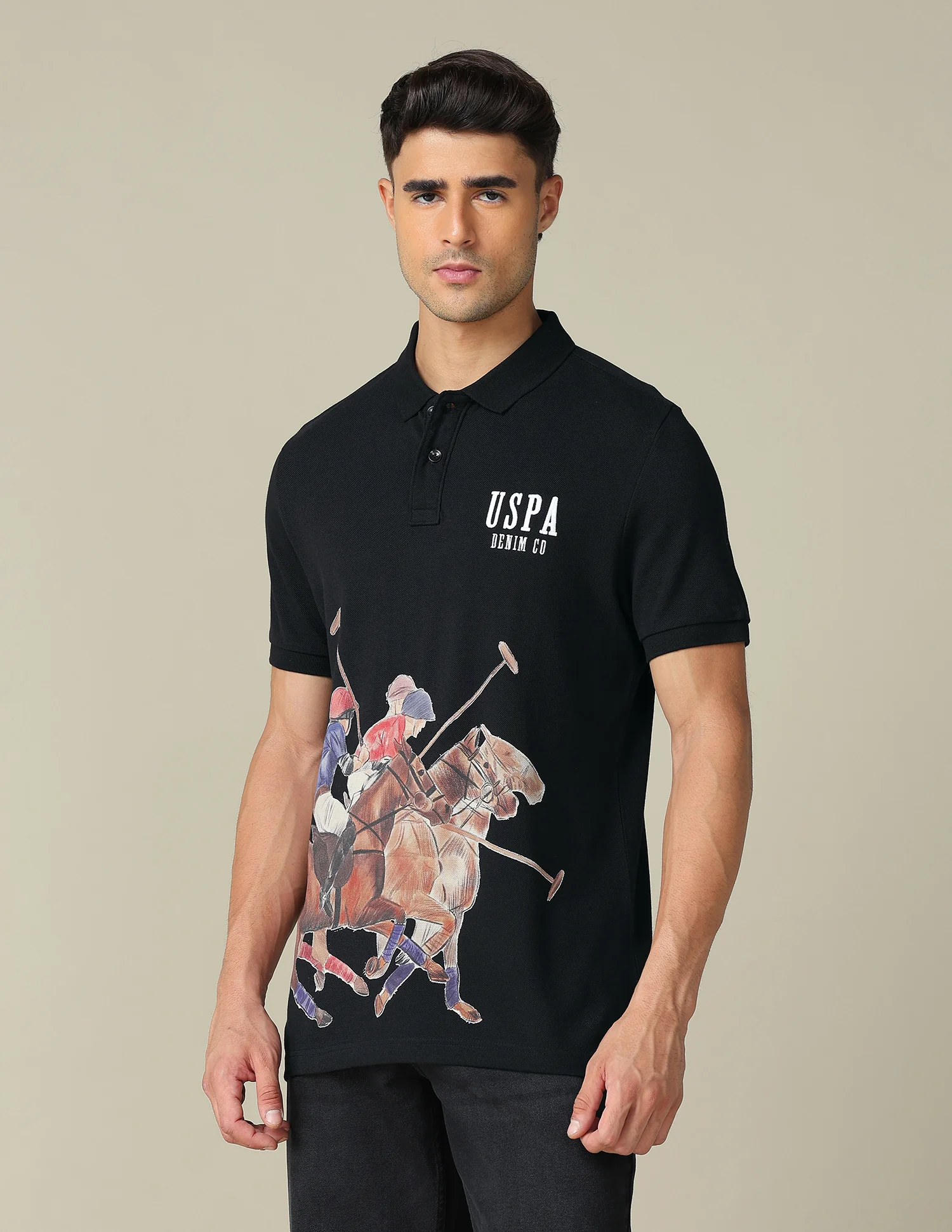 Muscle Fit Graphic Printed Polo Shirt - Image 4