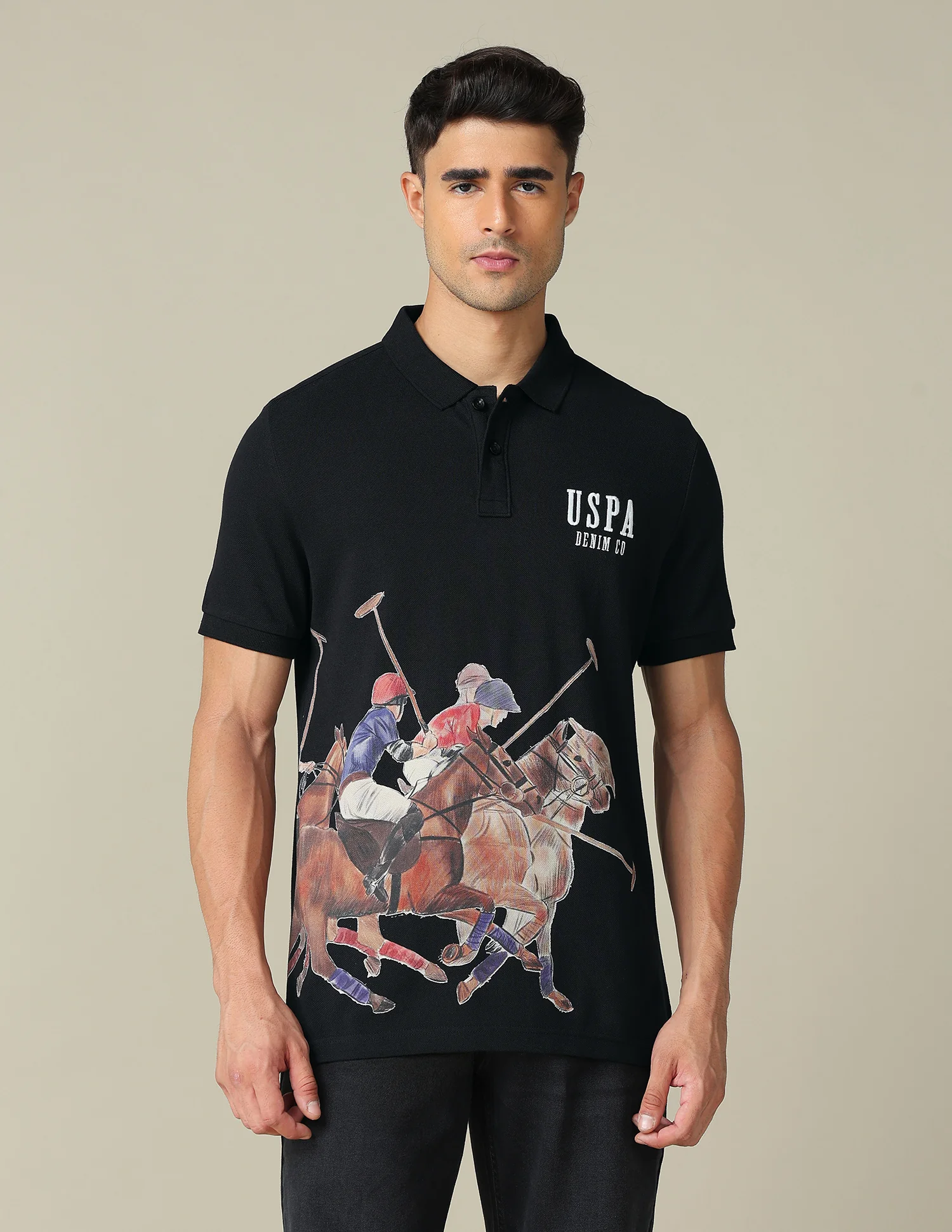 Muscle Fit Graphic Printed Polo Shirt - Image 6