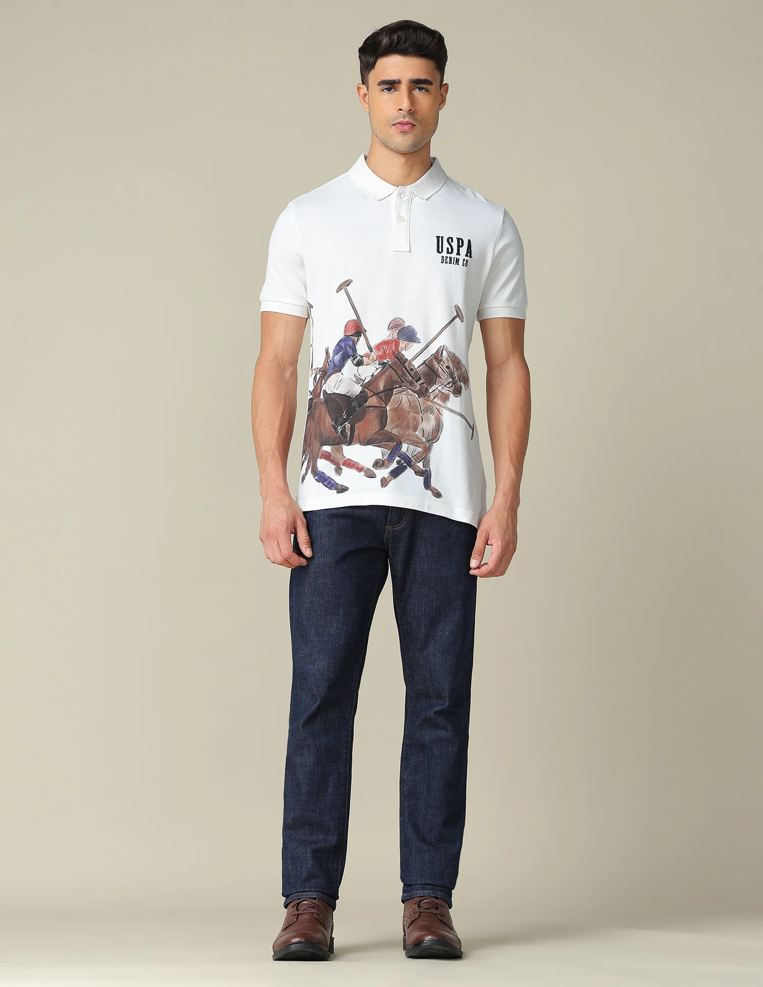 Muscle Fit Graphic Printed Polo Shirt - Image 3