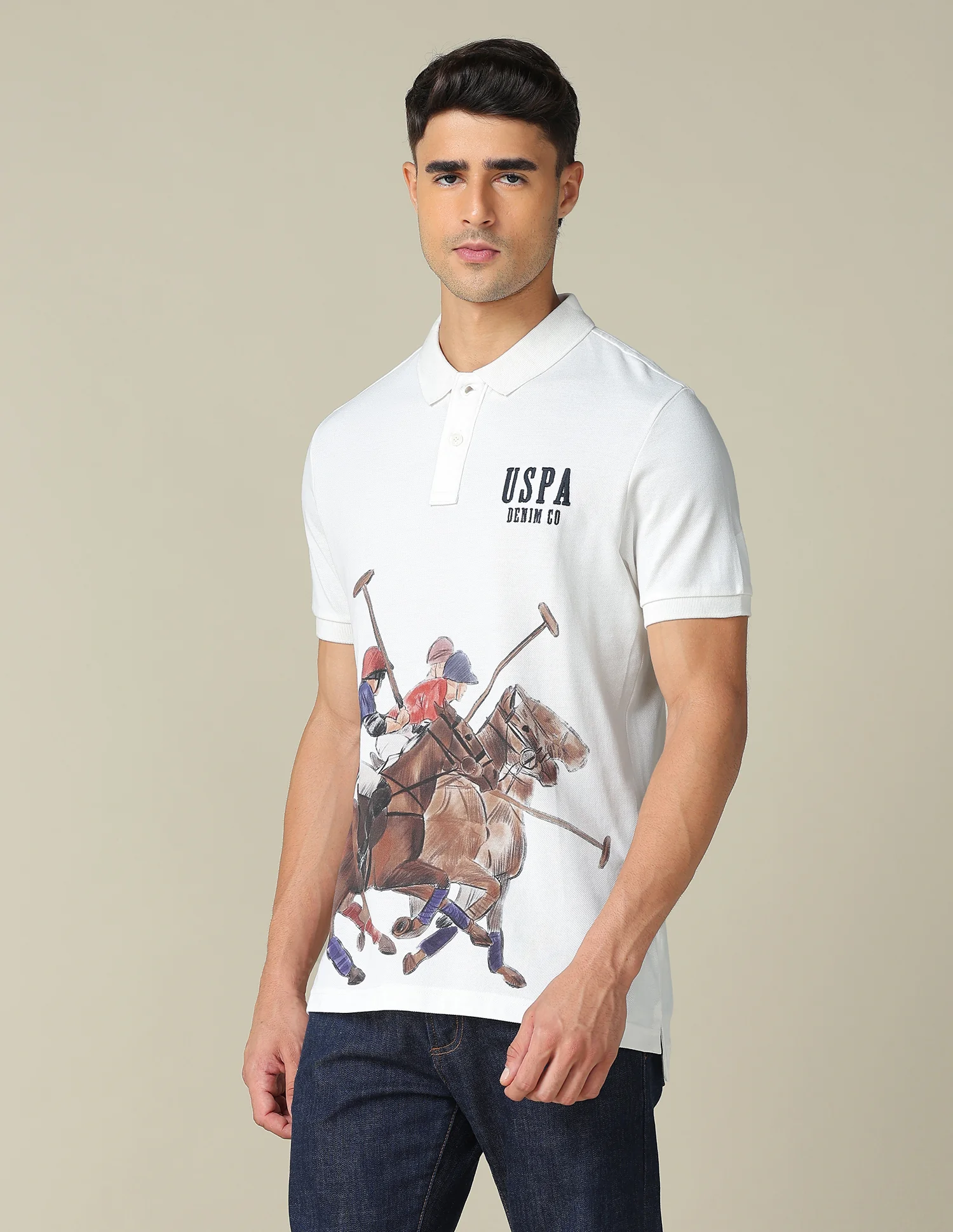 Muscle Fit Graphic Printed Polo Shirt - Image 4
