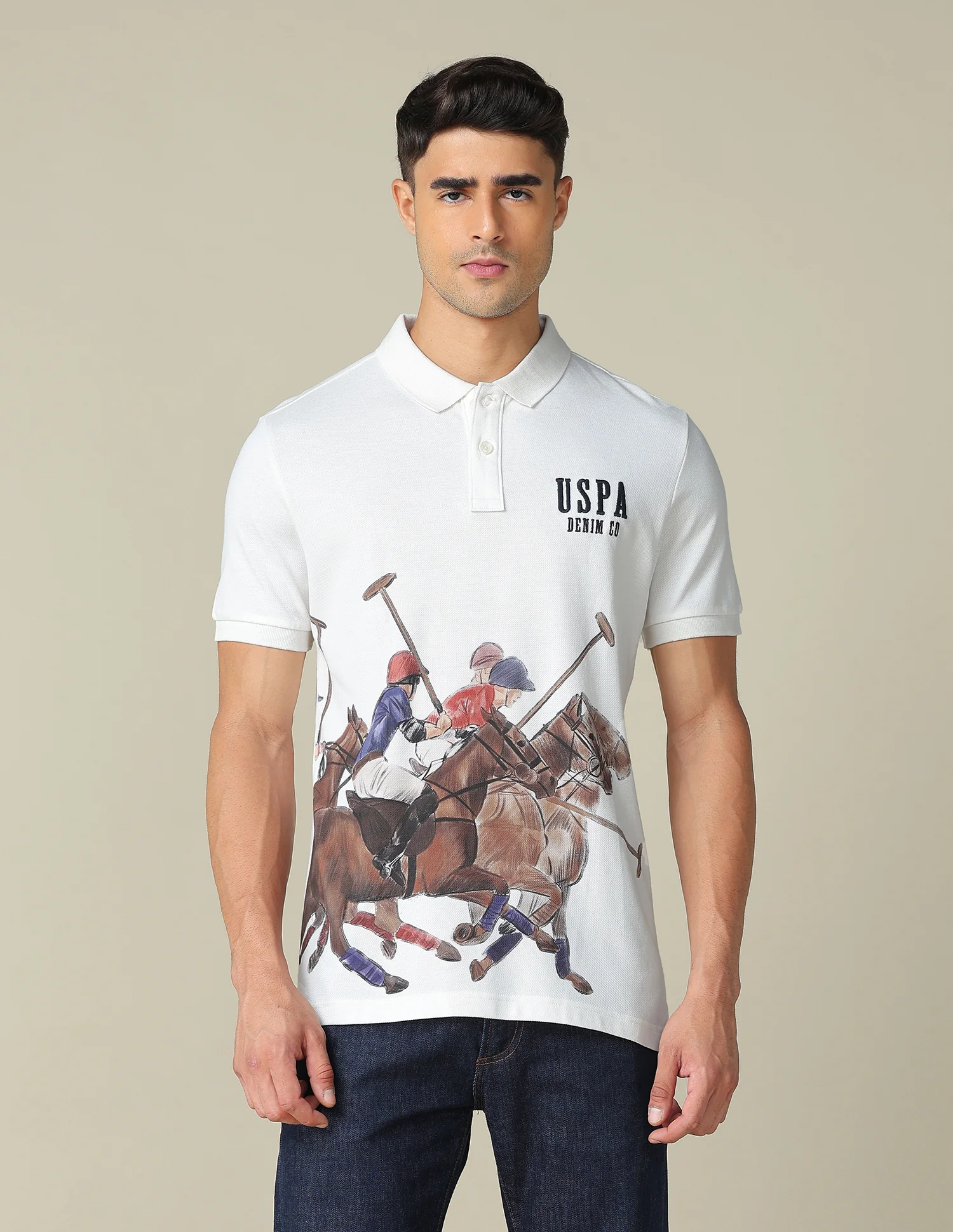 Muscle Fit Graphic Printed Polo Shirt - Image 6