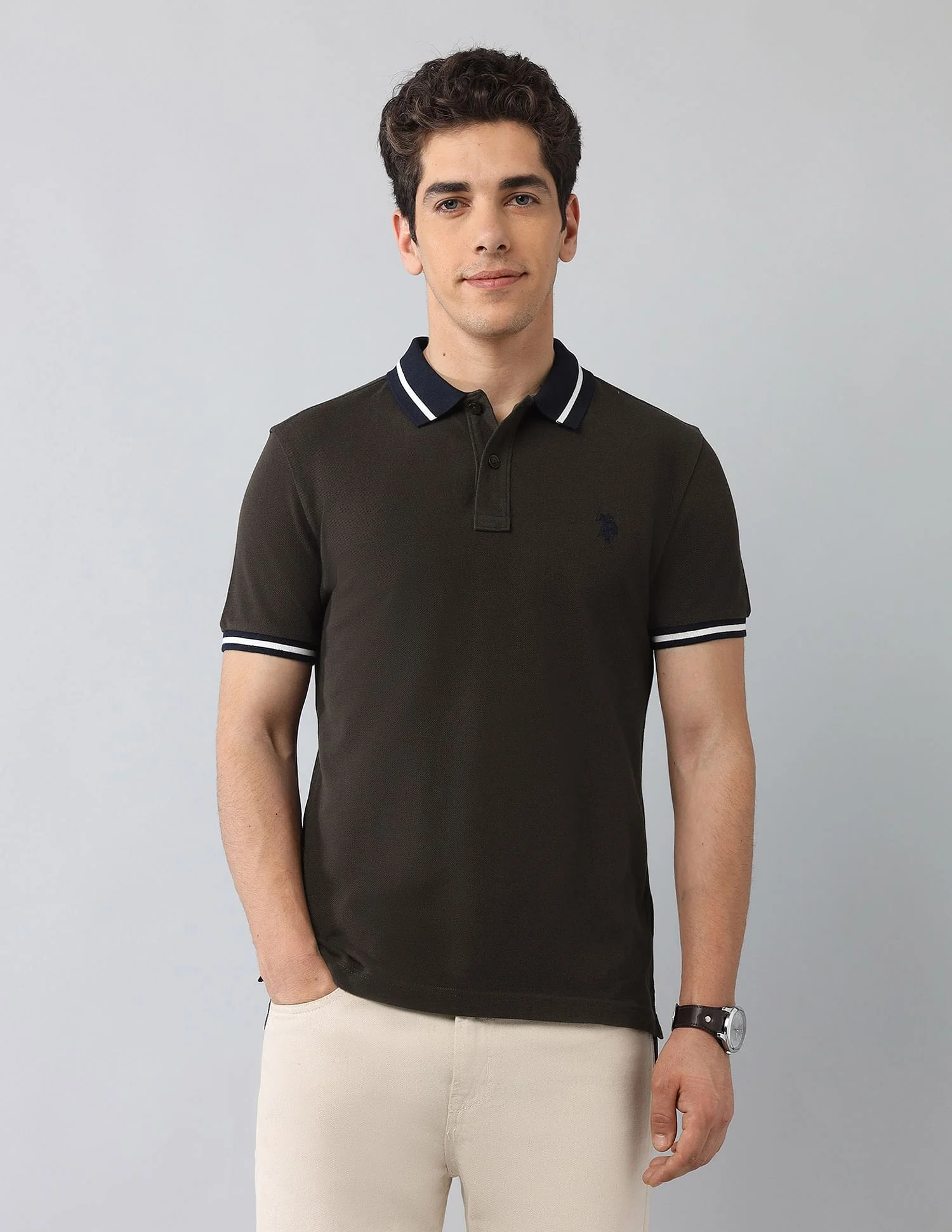 Muscle Fit Solid Polo Shirt