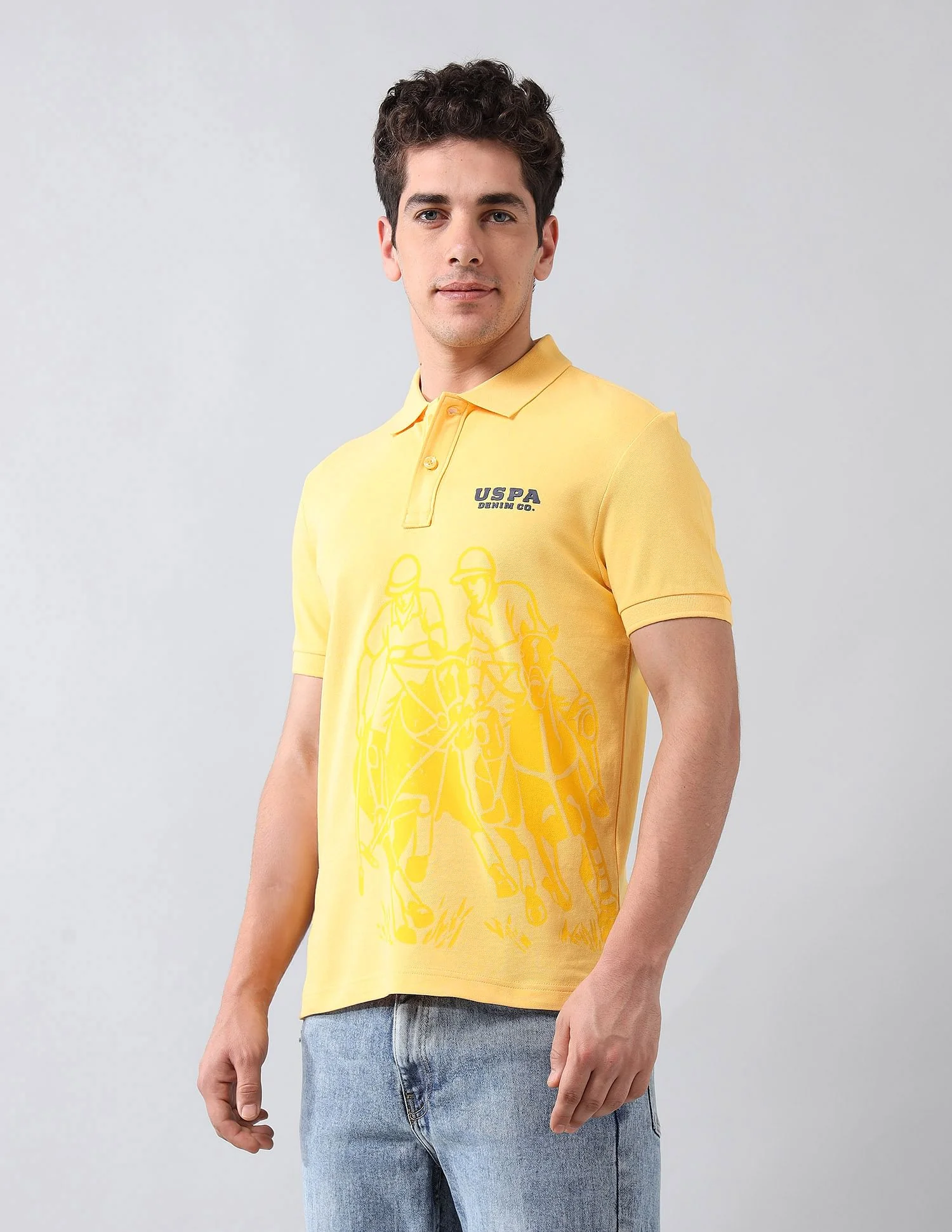 Muscle Fit Tonal Brand Printed Polo Shirt - Image 4