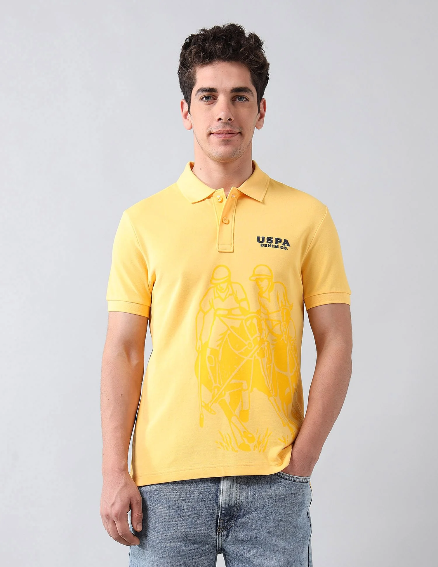Muscle Fit Tonal Brand Printed Polo Shirt - Image 6