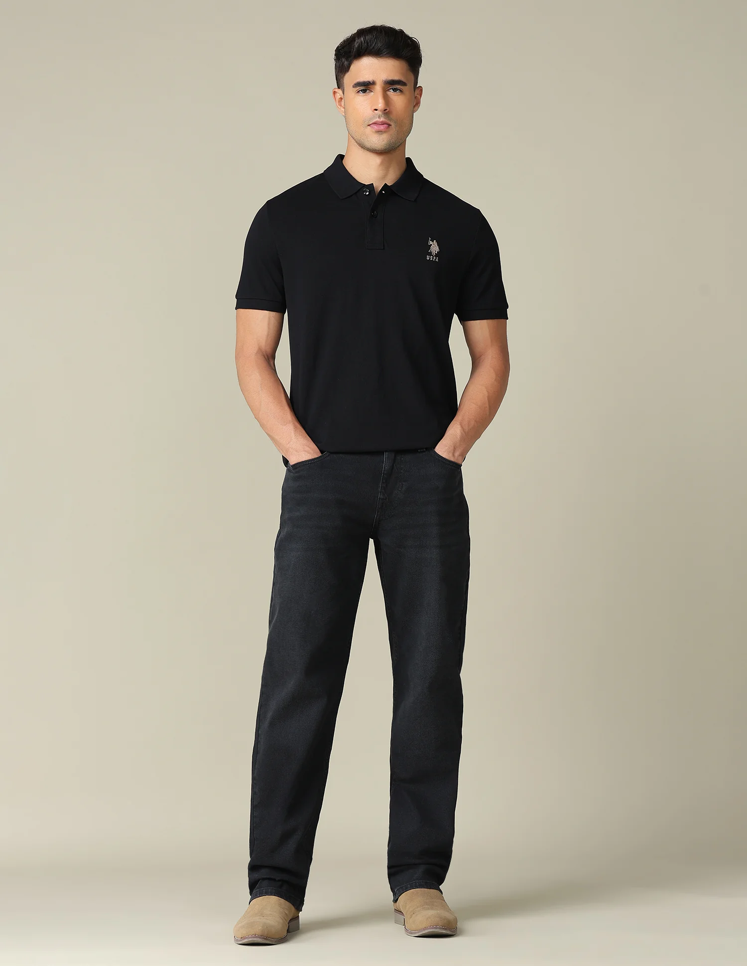 Muscle Fit Typographic Printed Polo Shirt - Image 3