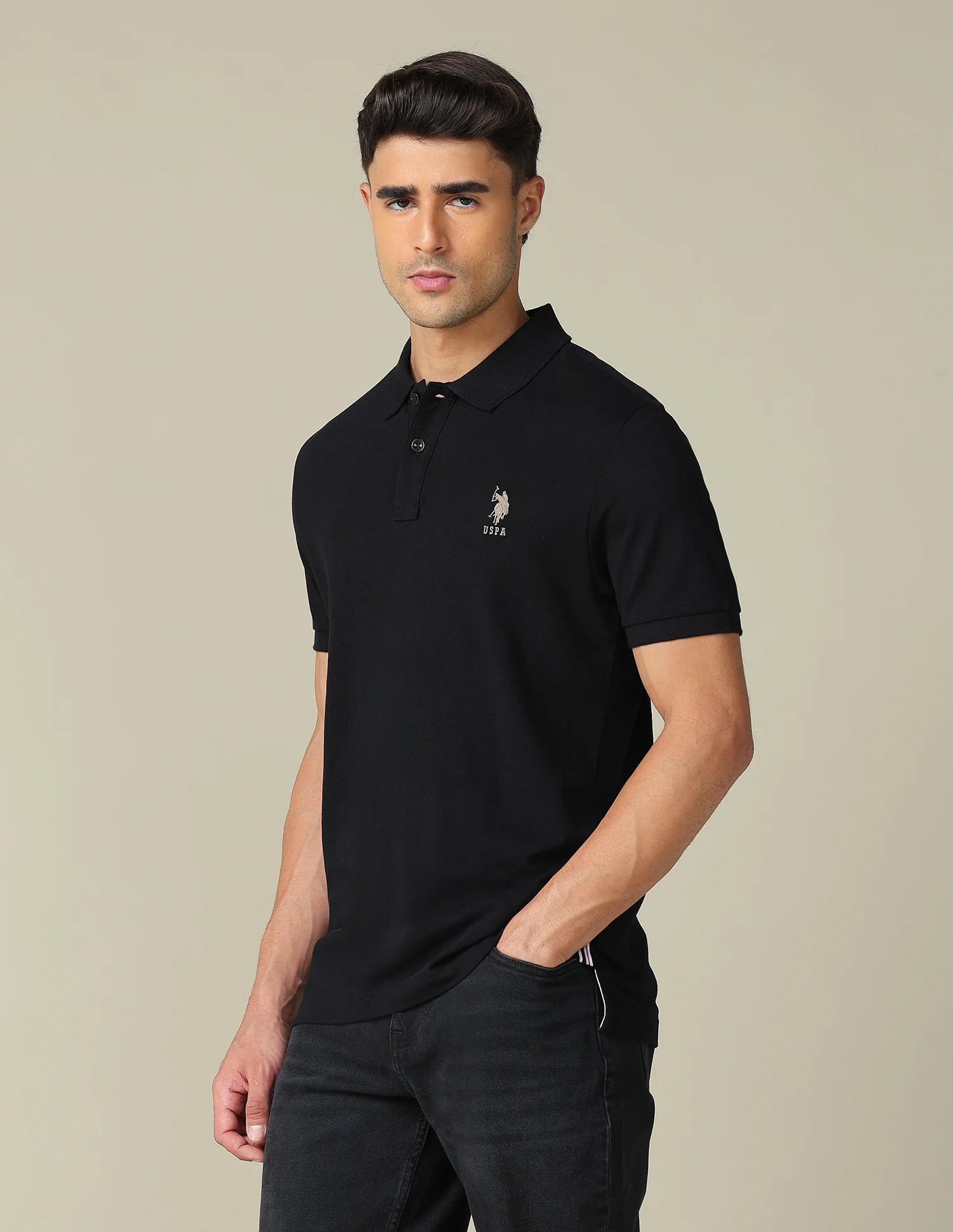 Muscle Fit Typographic Printed Polo Shirt - Image 4