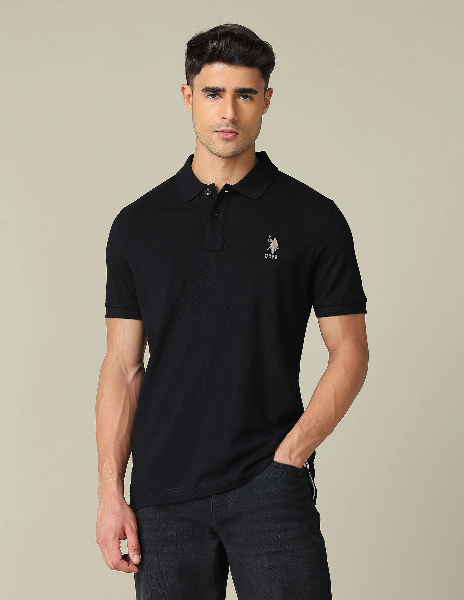Muscle Fit Typographic Printed Polo Shirt - Image 6