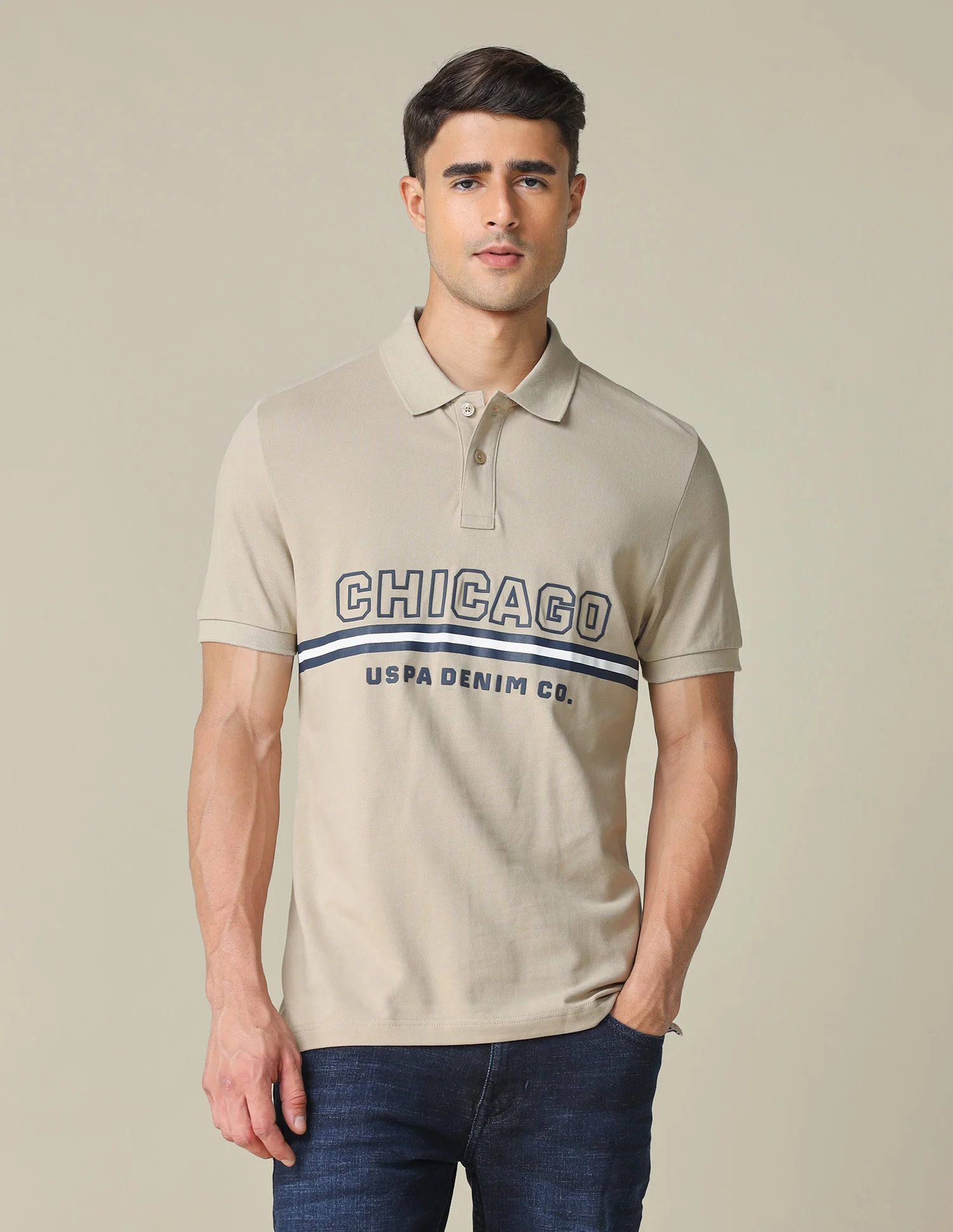 Muscle Fit Typographic Printed Polo Shirt - Image 6