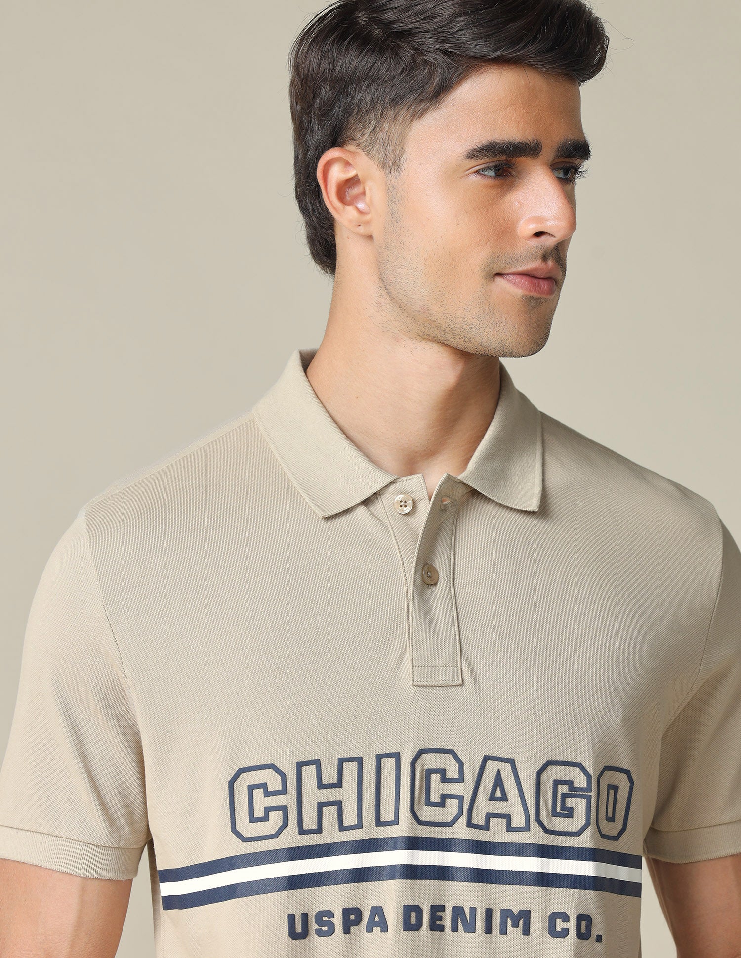 Muscle Fit Typographic Printed Polo Shirt - Image 7